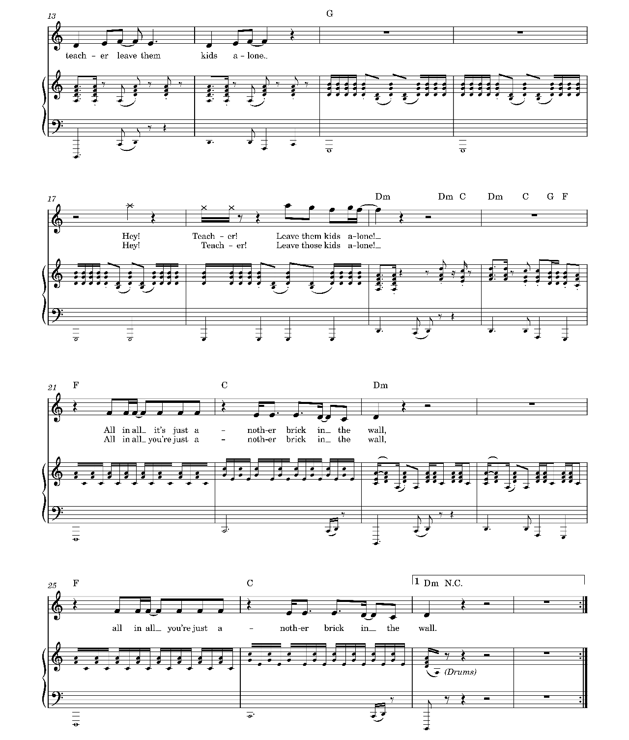 Another Brick In The Wall Part 2 sheet music 2