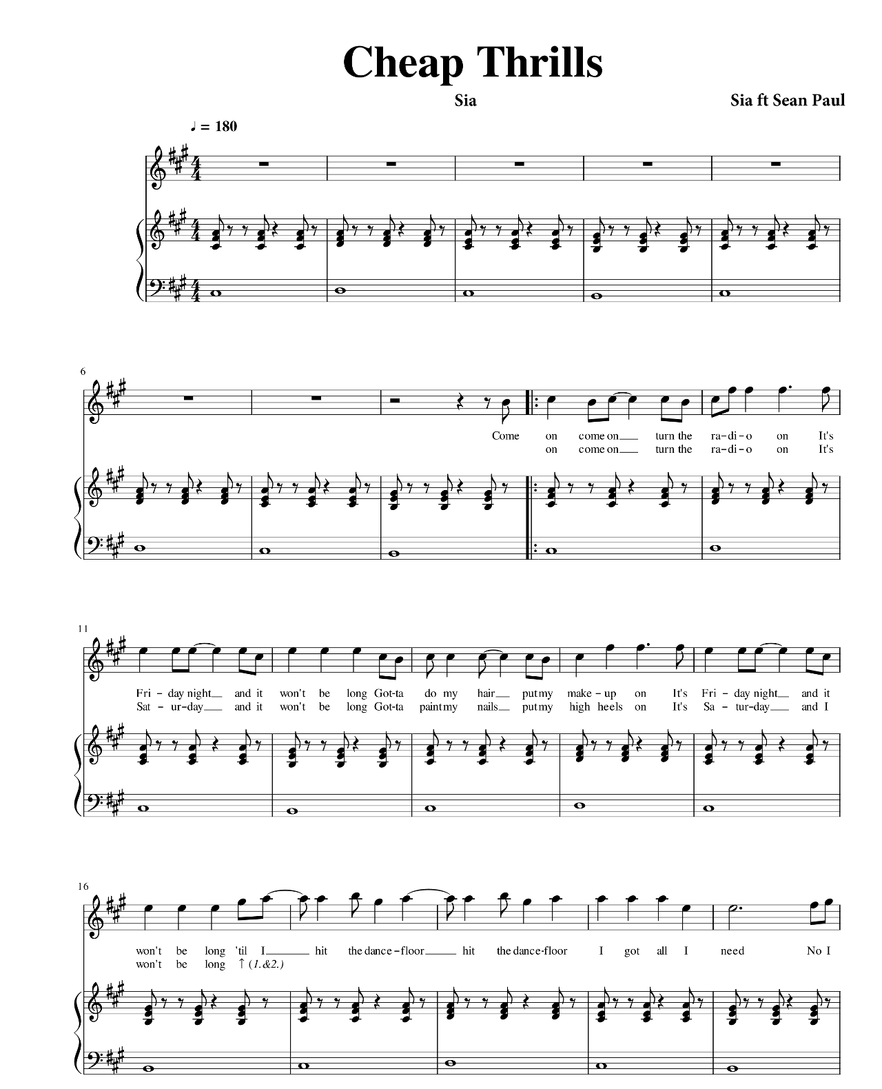 Cheap Thrills sheet music