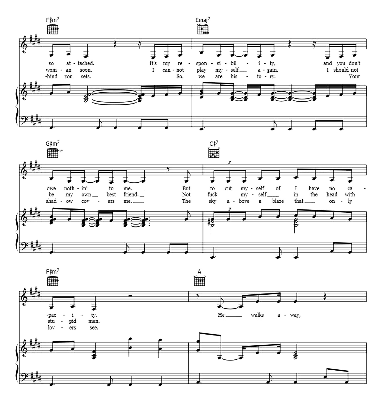 Tears Dry On Their Own sheet music 3