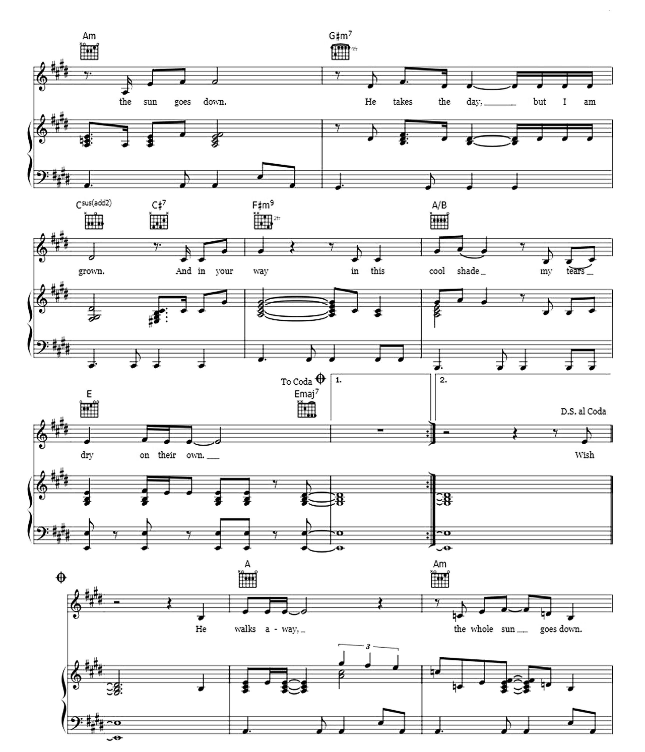 Tears Dry On Their Own sheet music 4