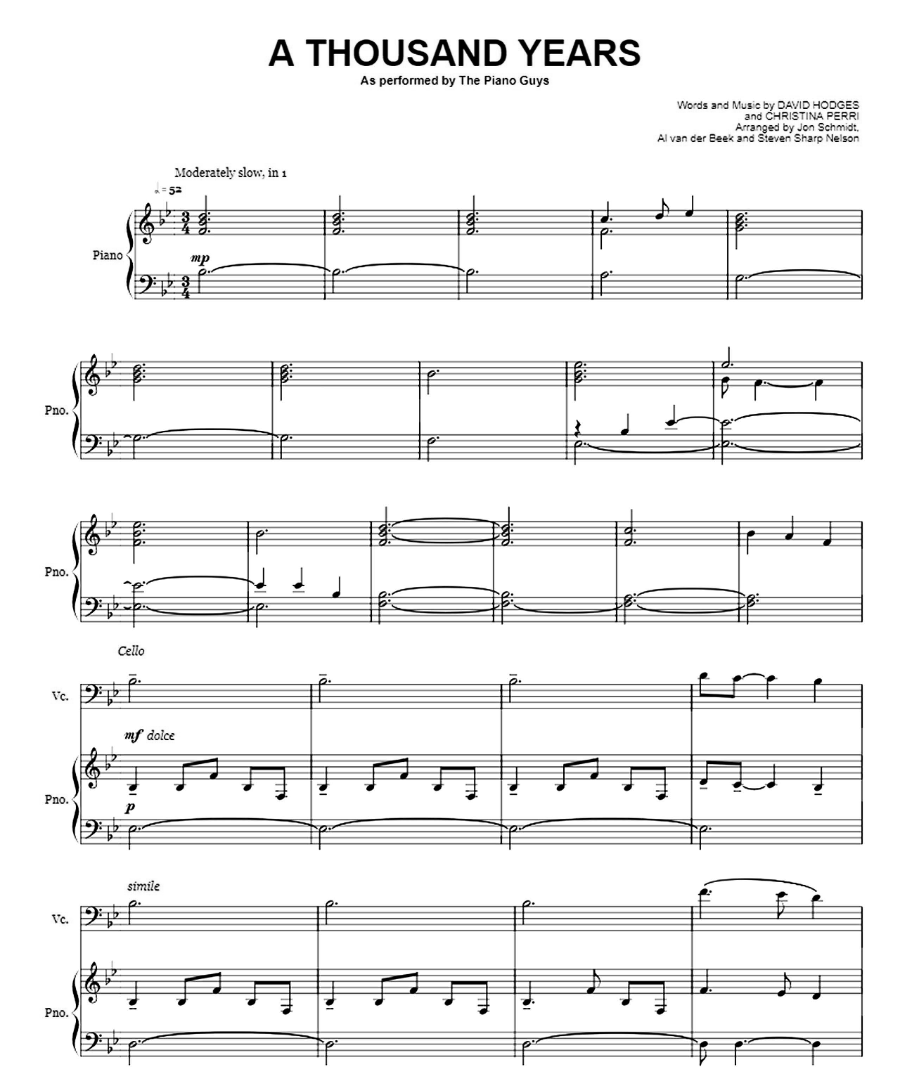 A Thousand Years sheet music