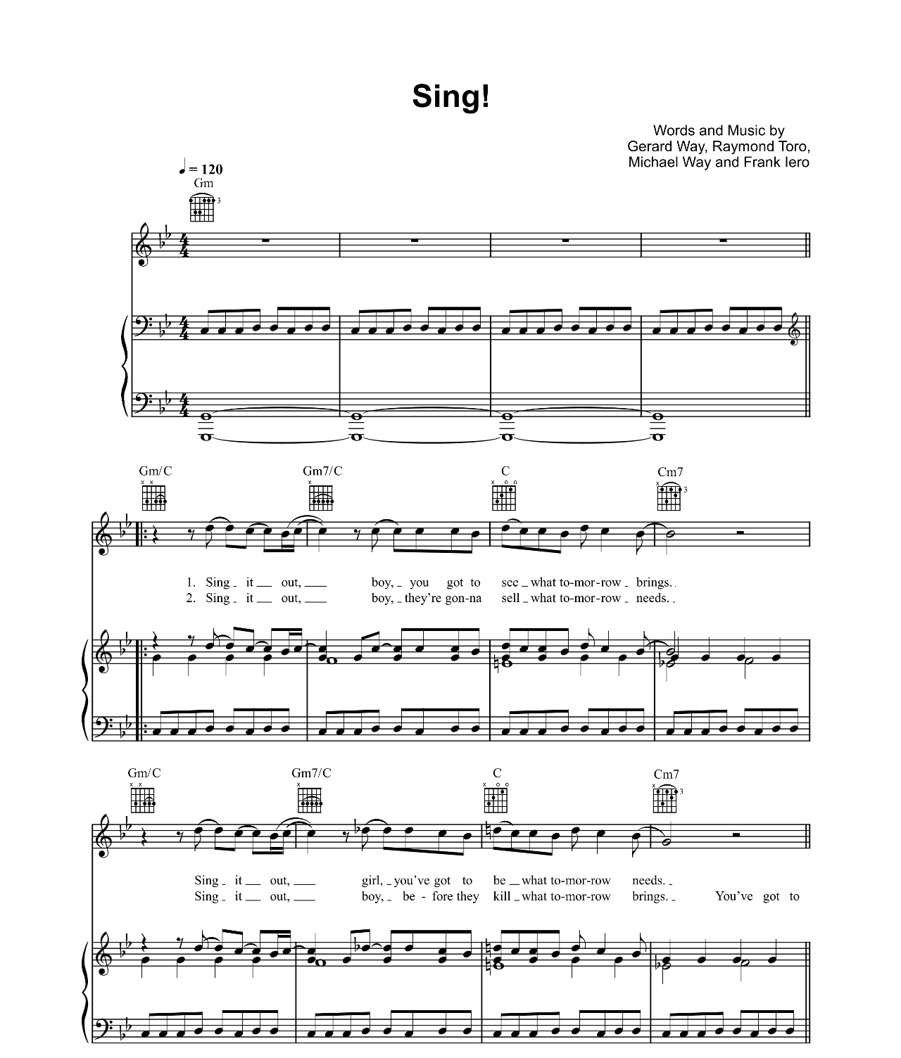 Sing (Glee Version) sheet music