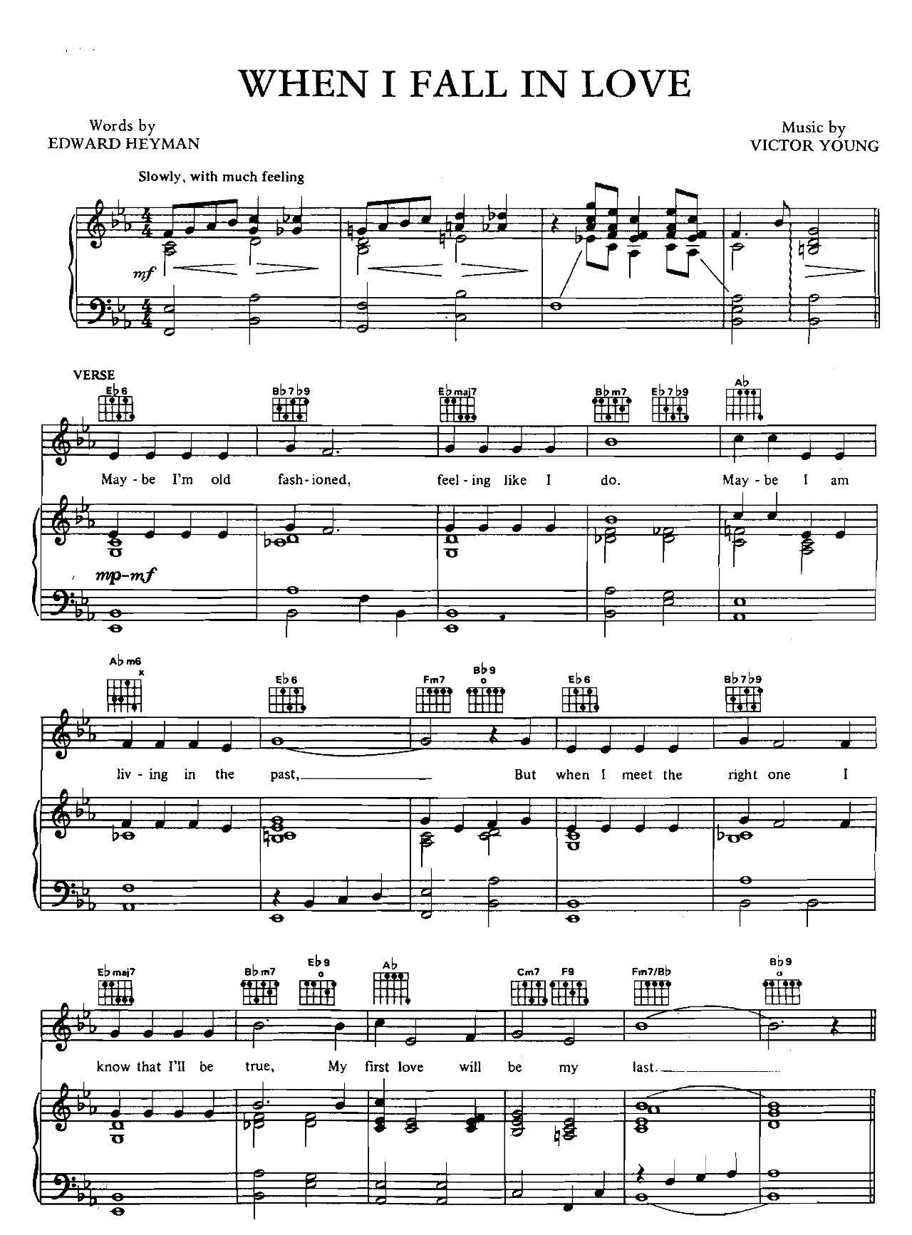 When I Fall In Love sheet music