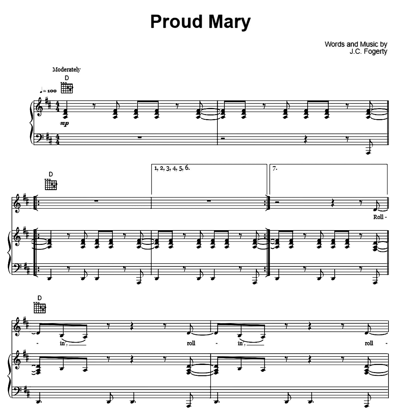 Proud Mary sheet music