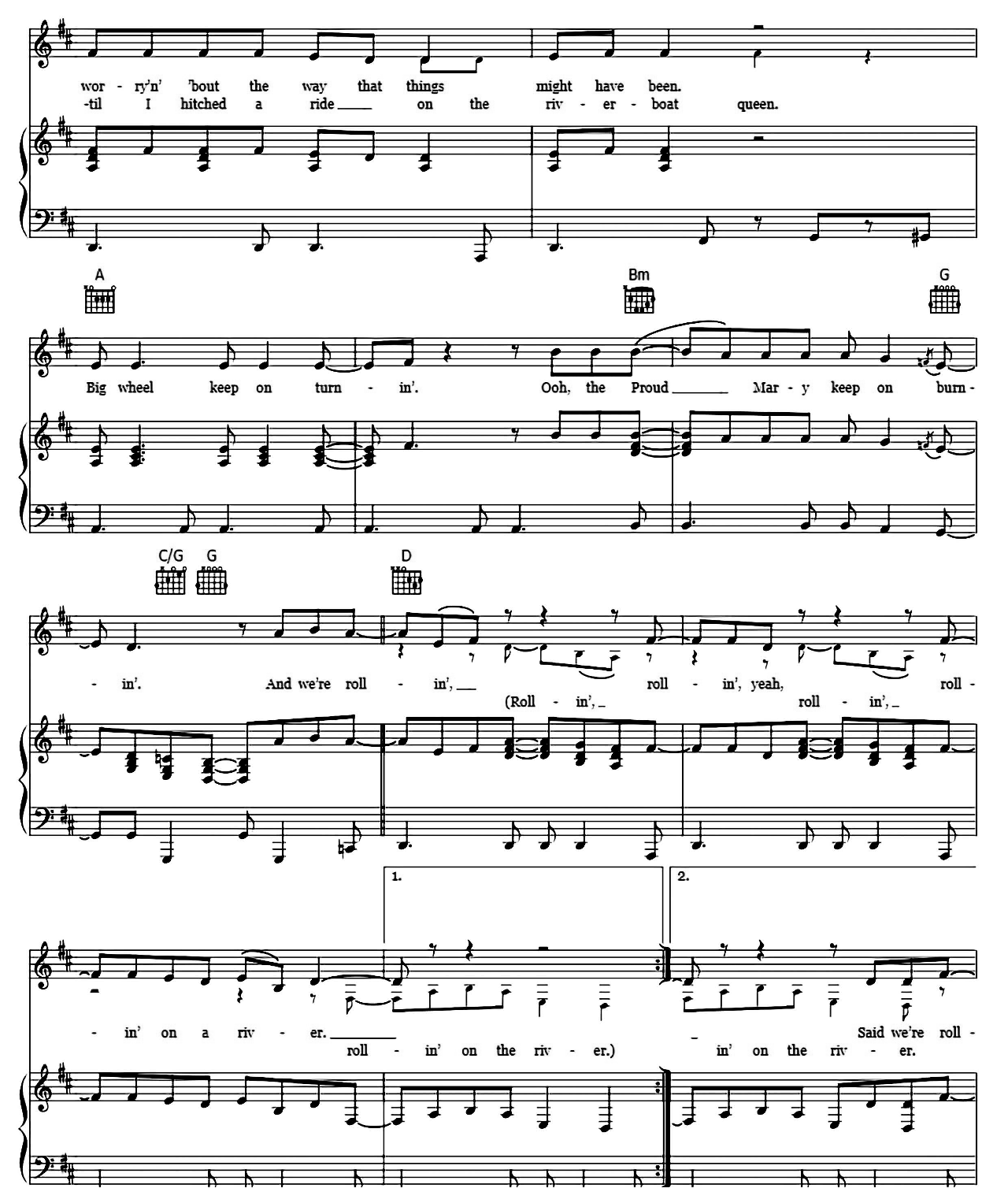 Proud Mary sheet music 3