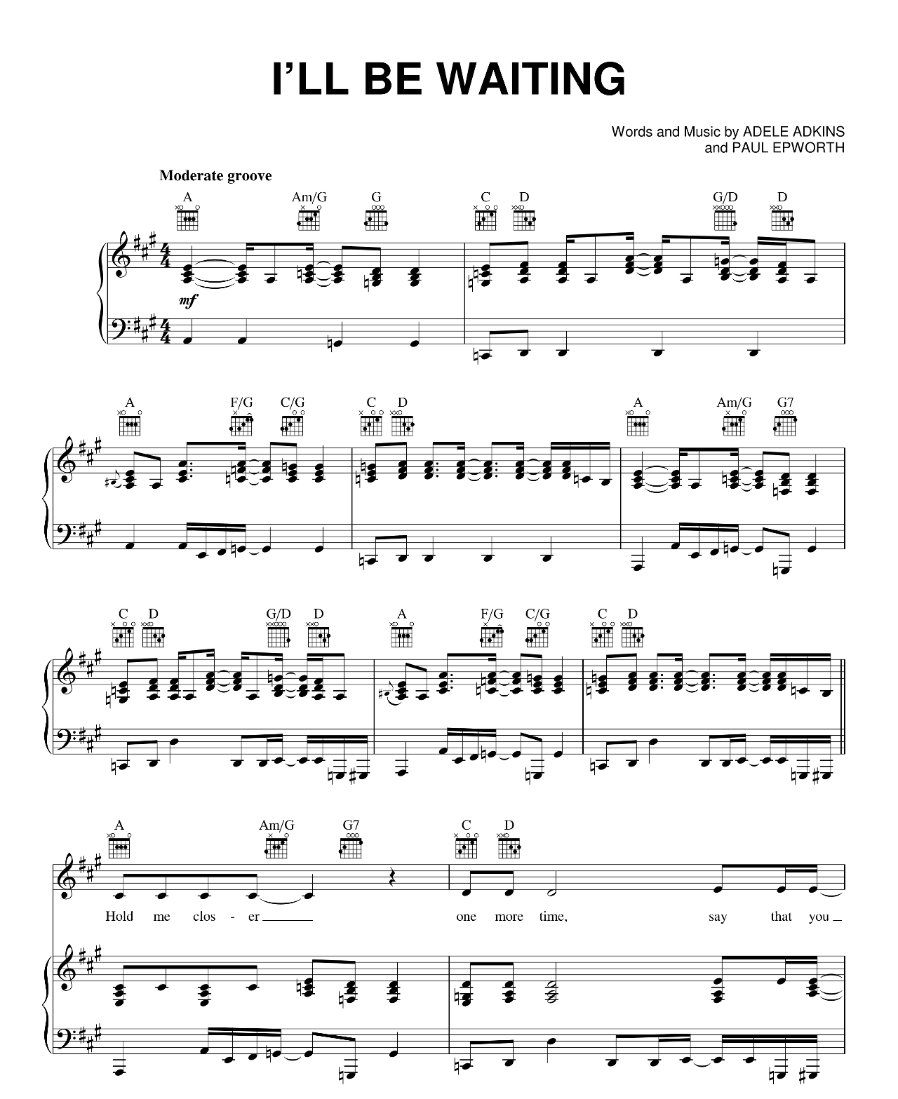 I'll Be Waiting sheet music