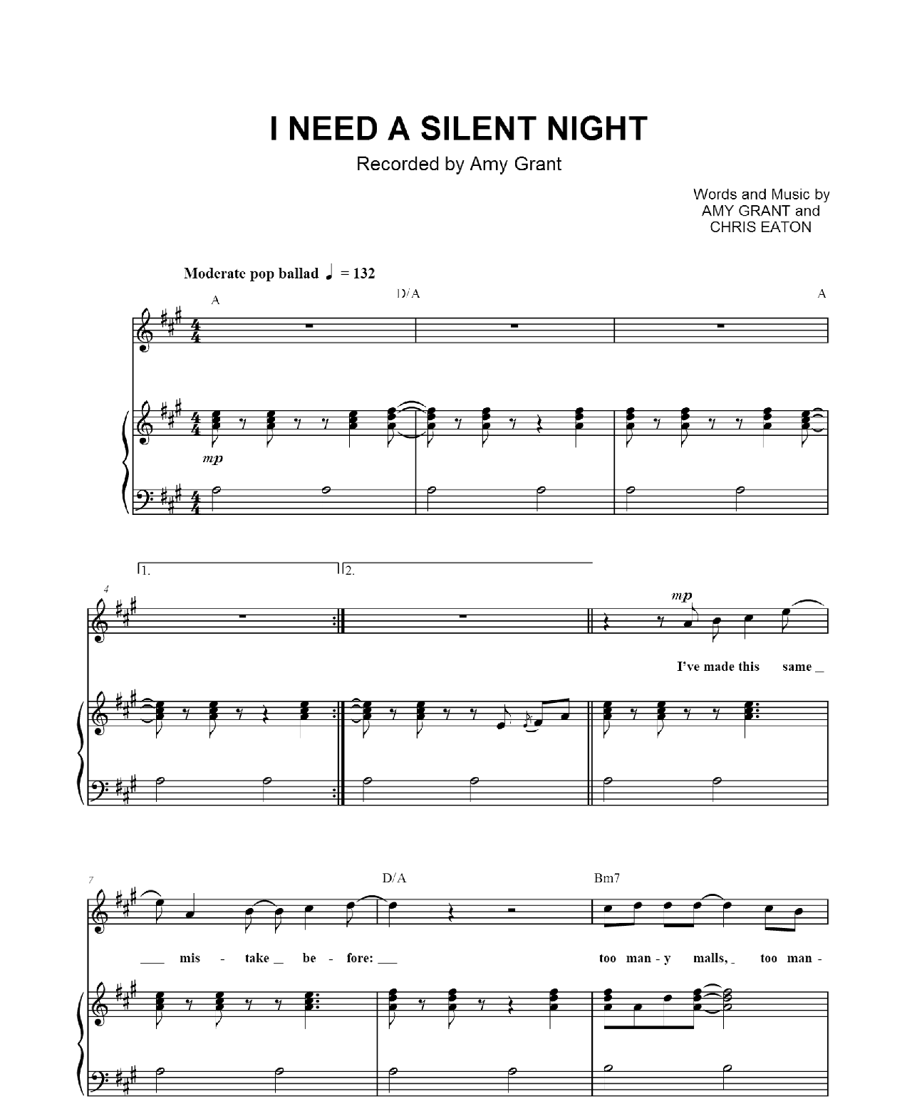 I Need Silent Night sheet music