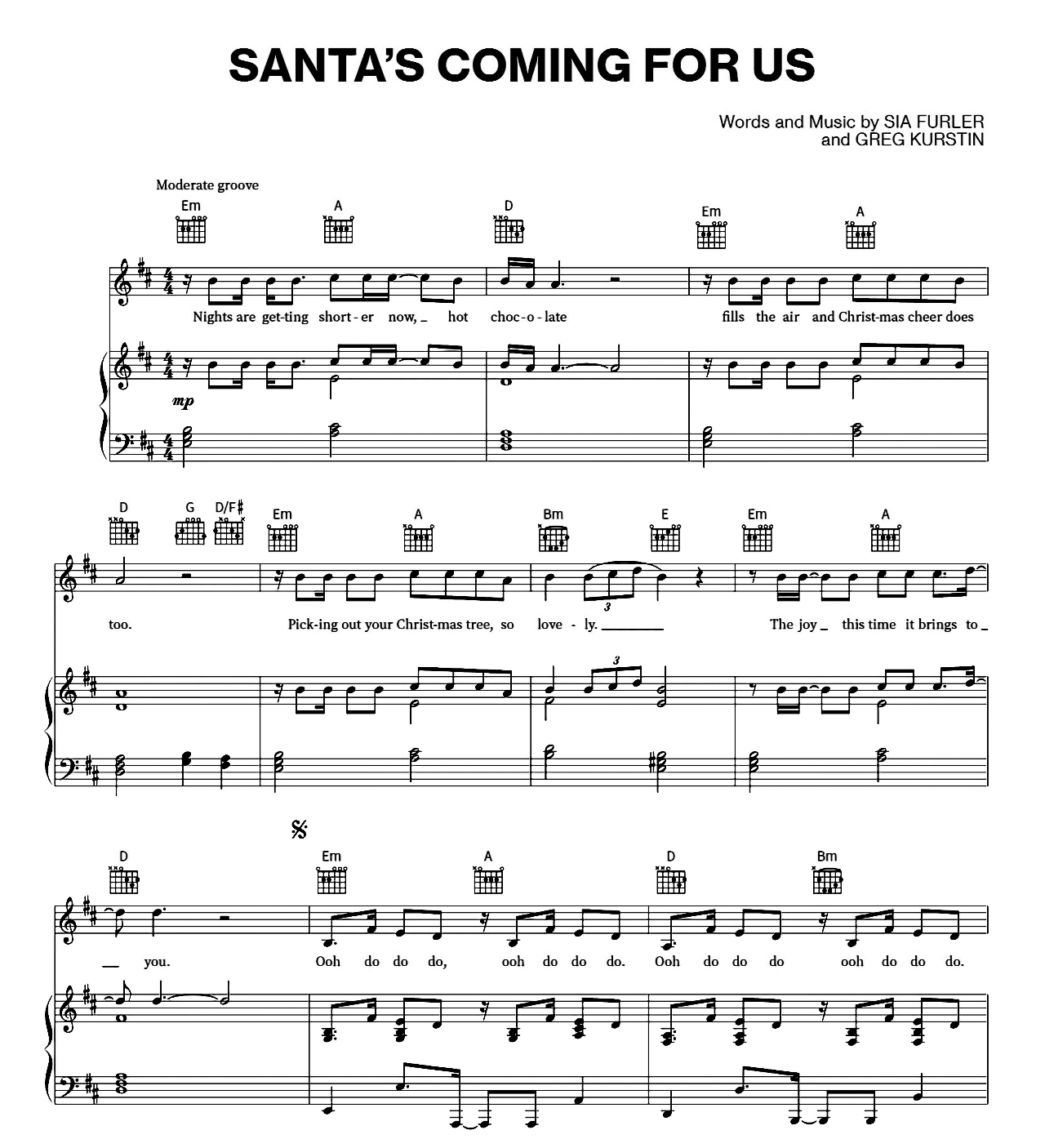 Santa's Coming For Us sheet music