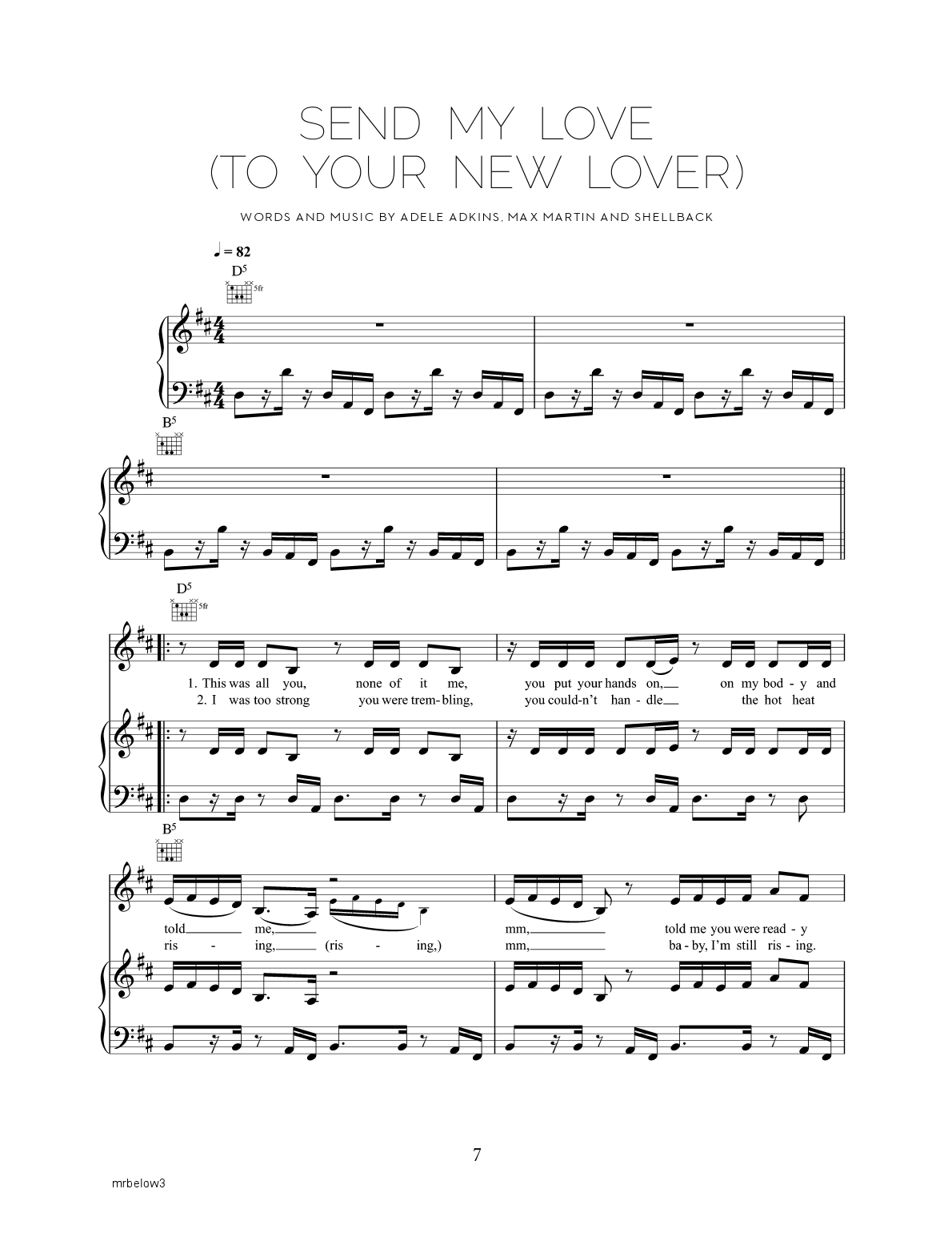 Send My Love To Your New Lover sheet music