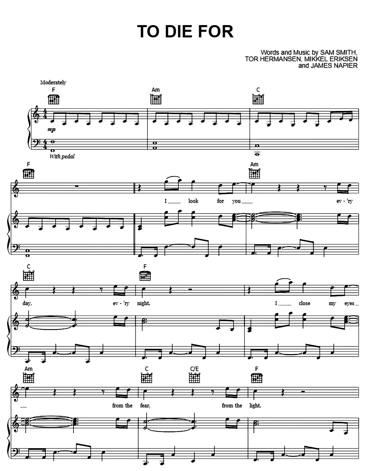 To Die For sheet music