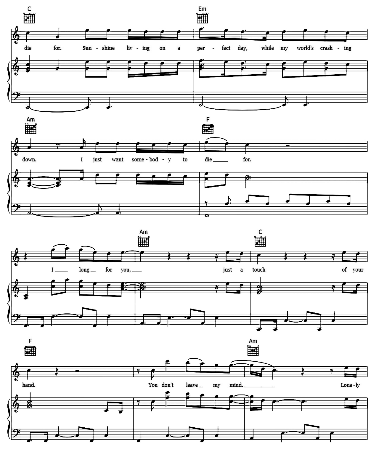 To Die For sheet music 3