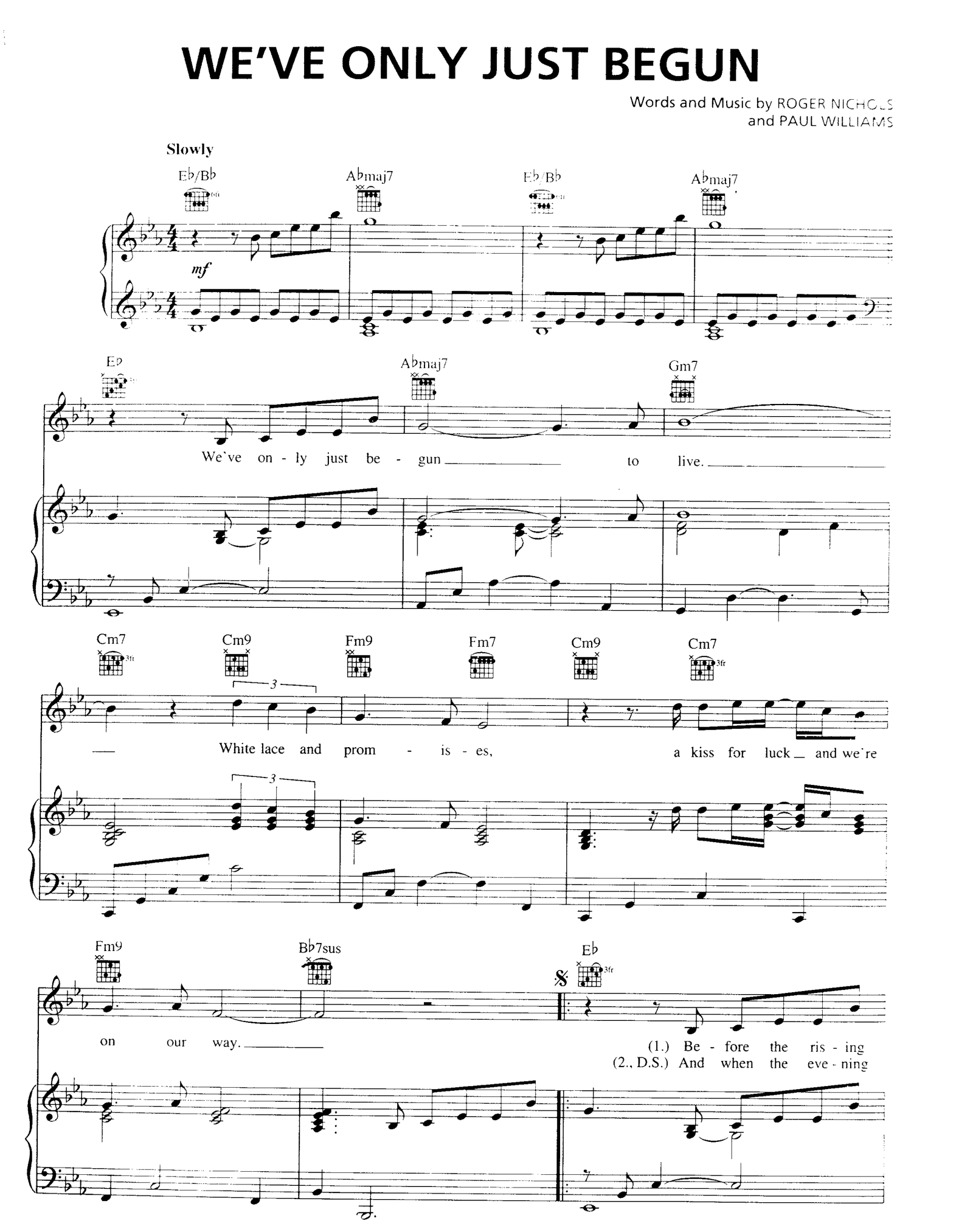 We Ve Only Just Begun sheet music