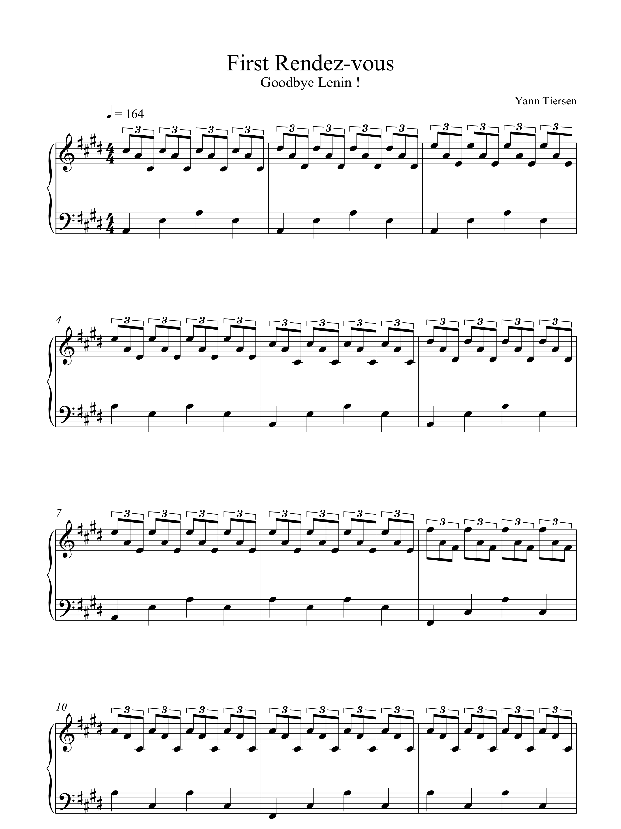 First Rendez Vous (from Good Bye Lenin) sheet music