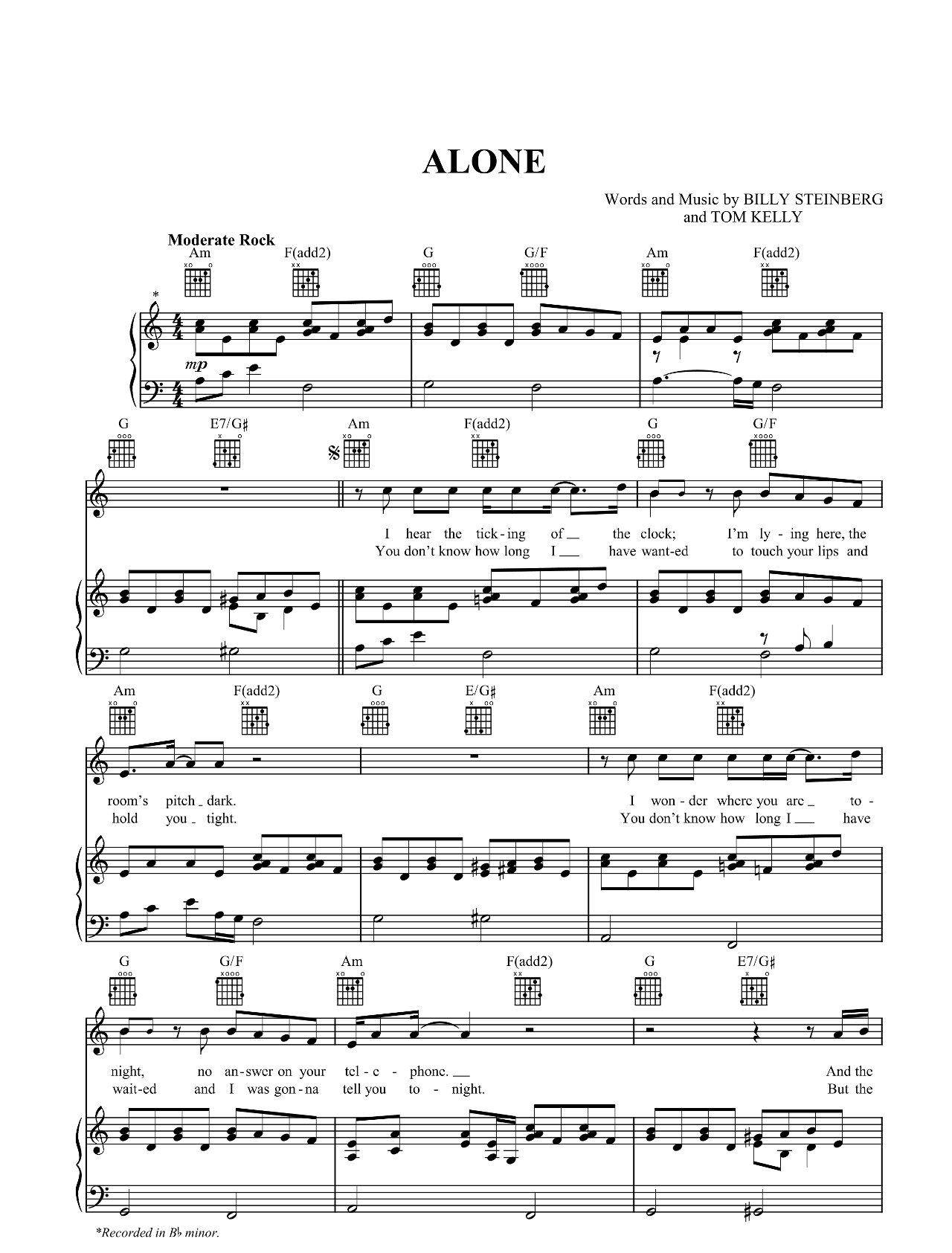 Alone sheet music