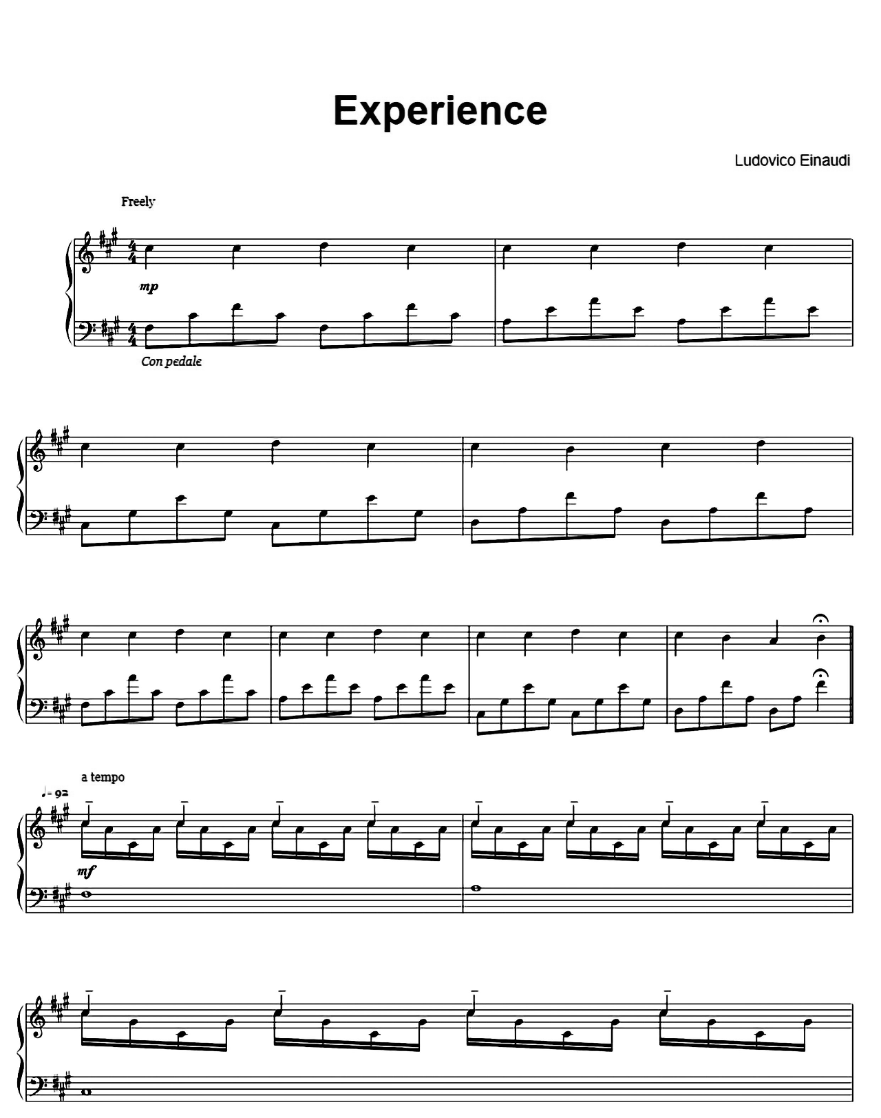 Experience sheet music