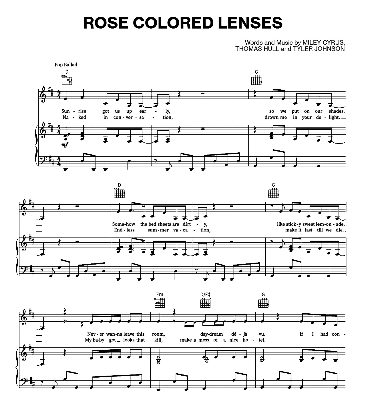 Rose Colored Lenses sheet music