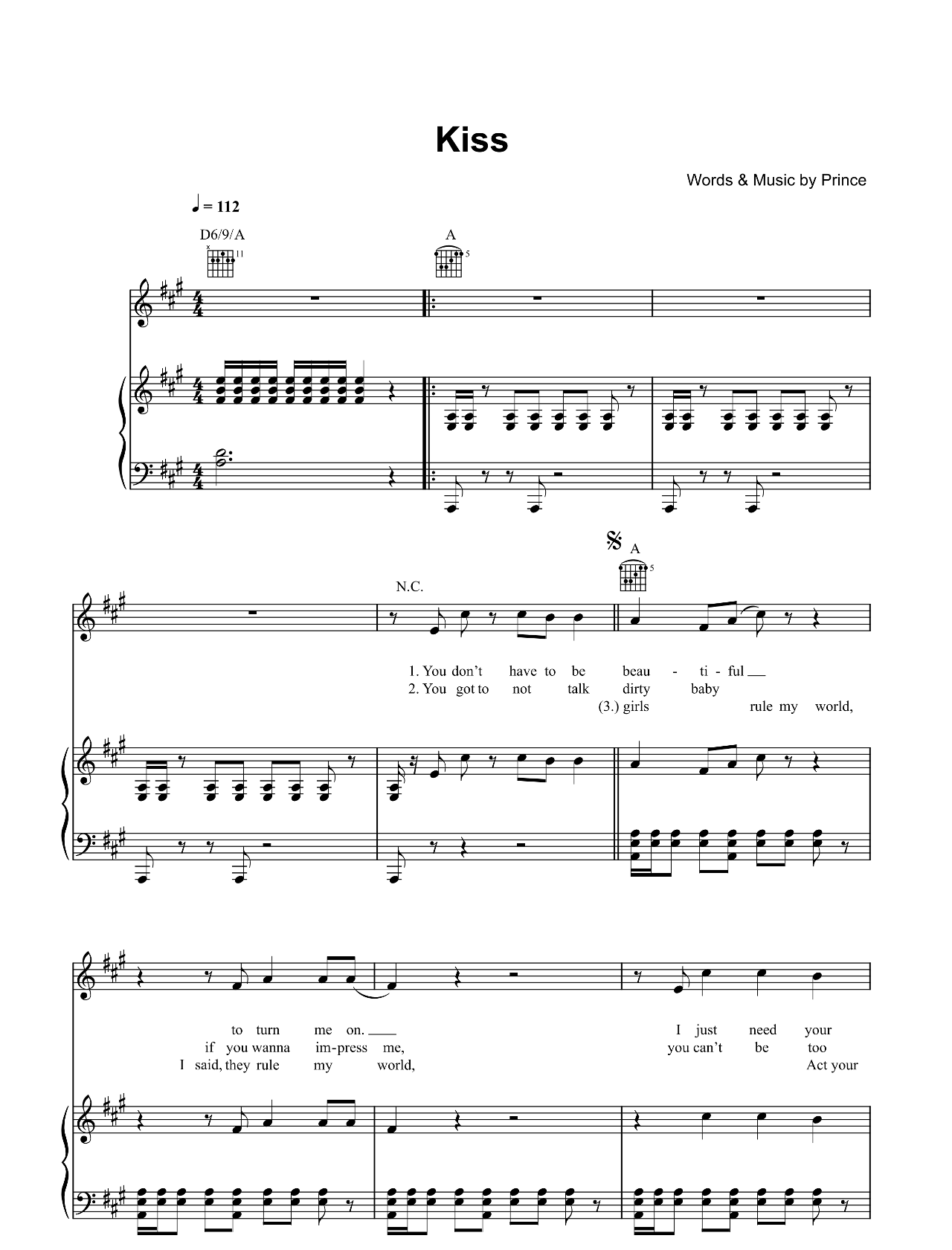 Kiss sheet music