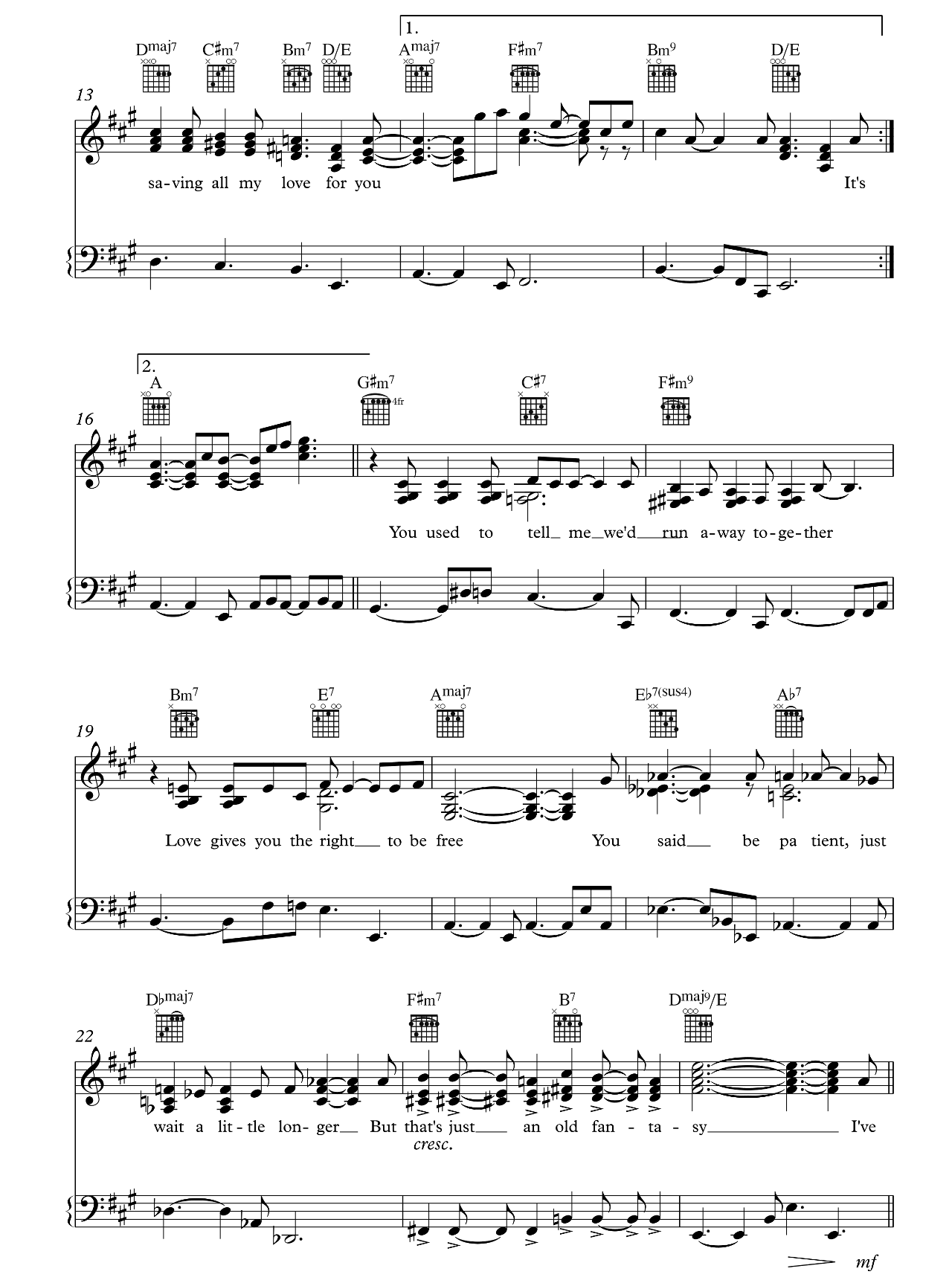 Saving All My Love For You sheet music 2