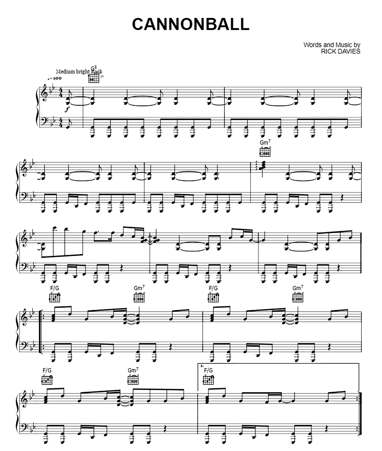 Cannonball sheet music