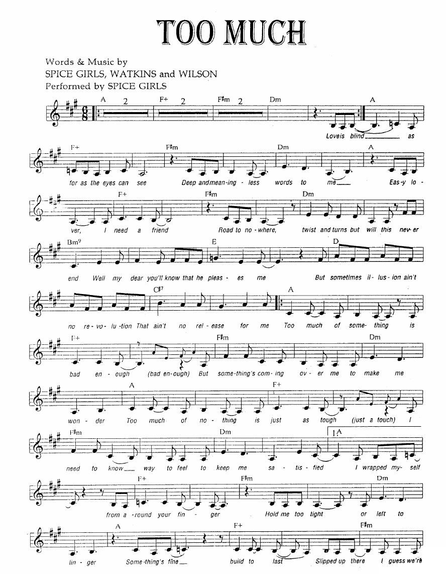 Too Much sheet music