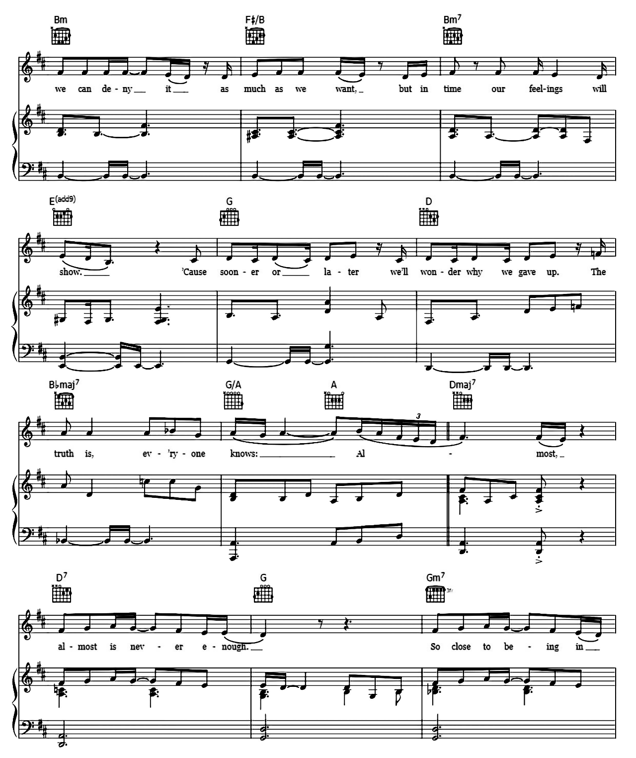 Almost Is Never Enough sheet music 2