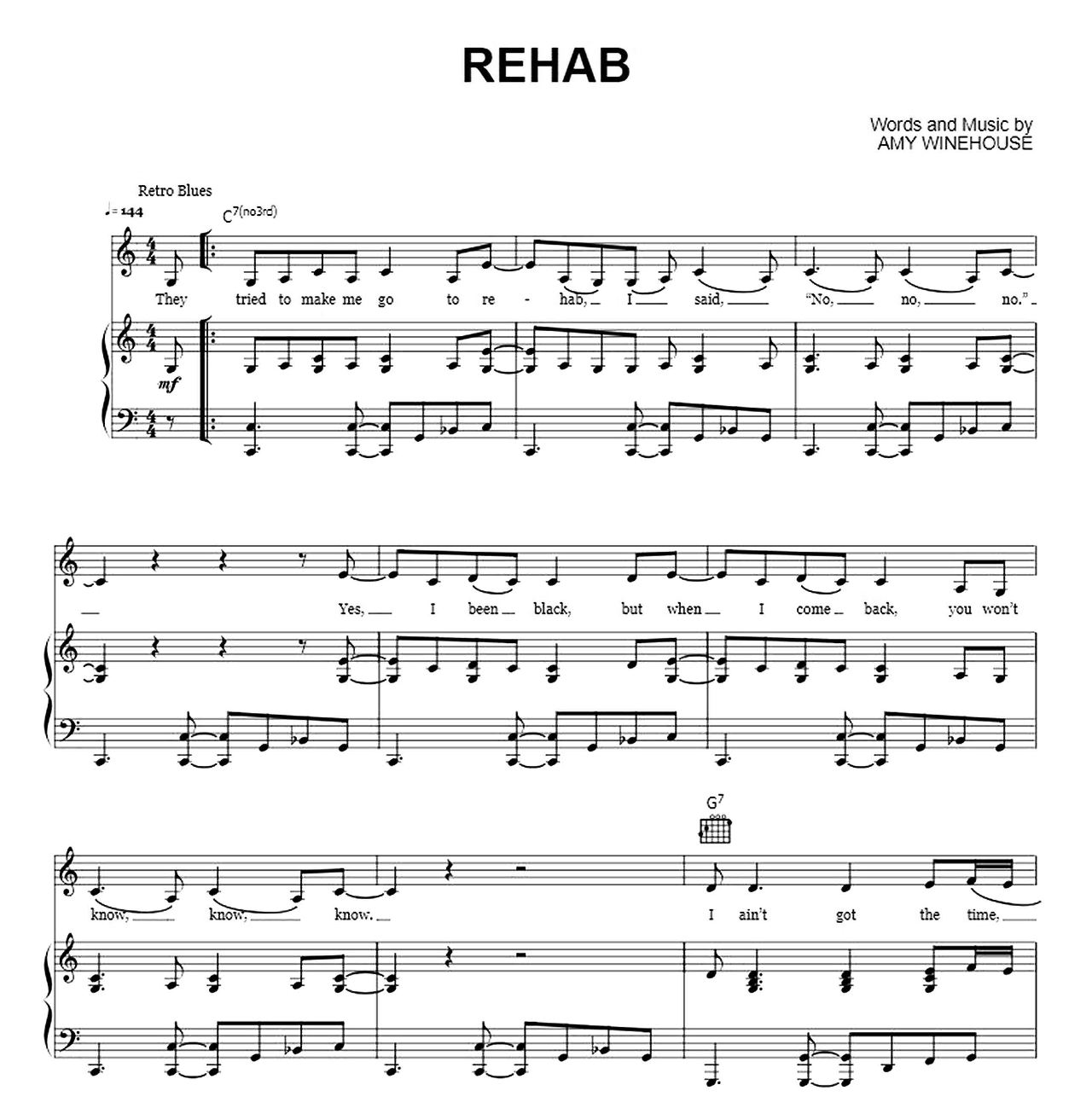 Rehab sheet music