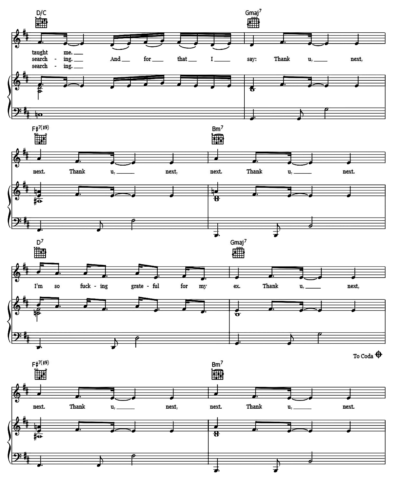 Thank U Next sheet music 4