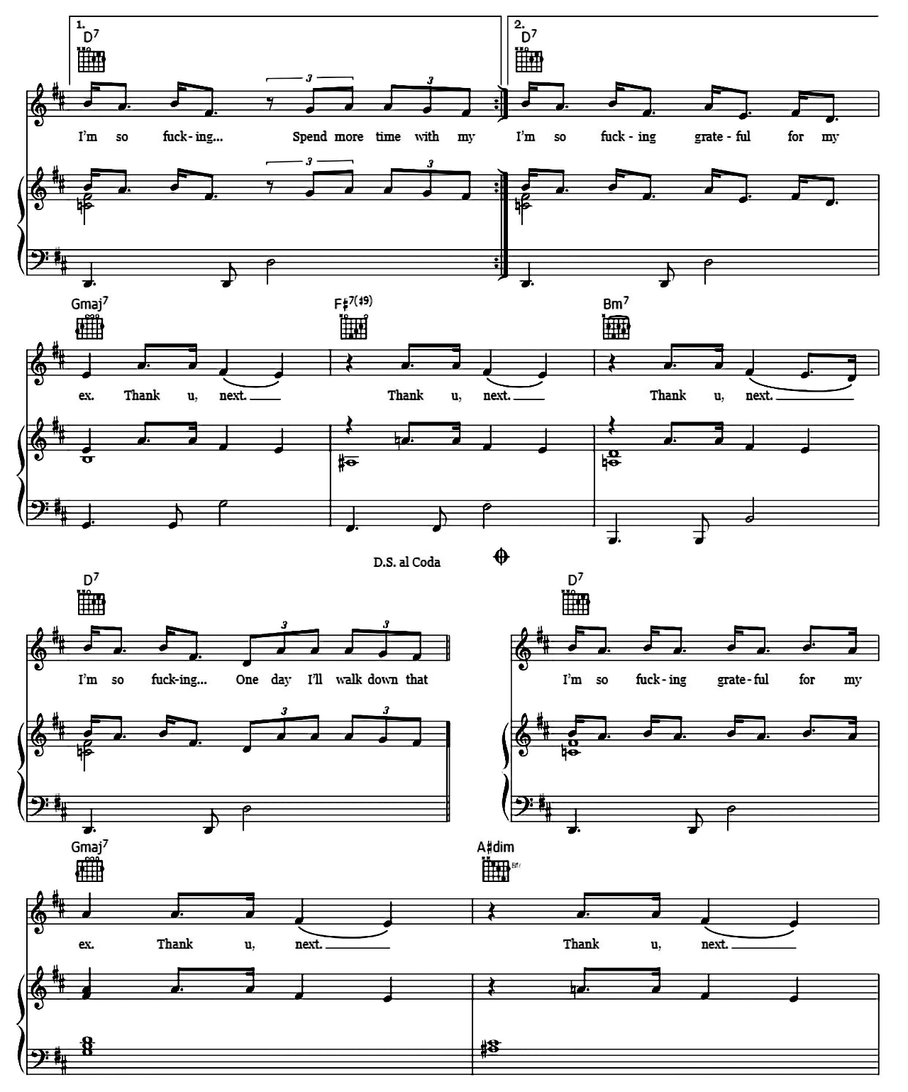 Thank U Next sheet music 5