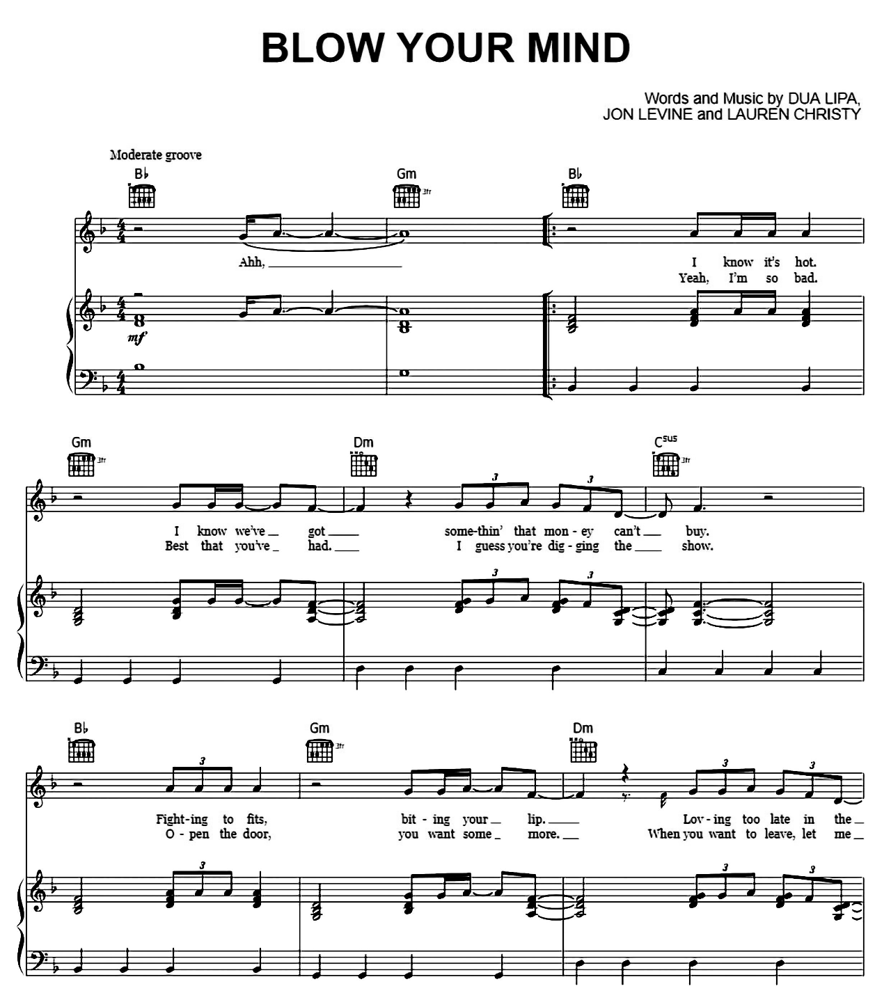 Blow Your Mind (Mwah) sheet music