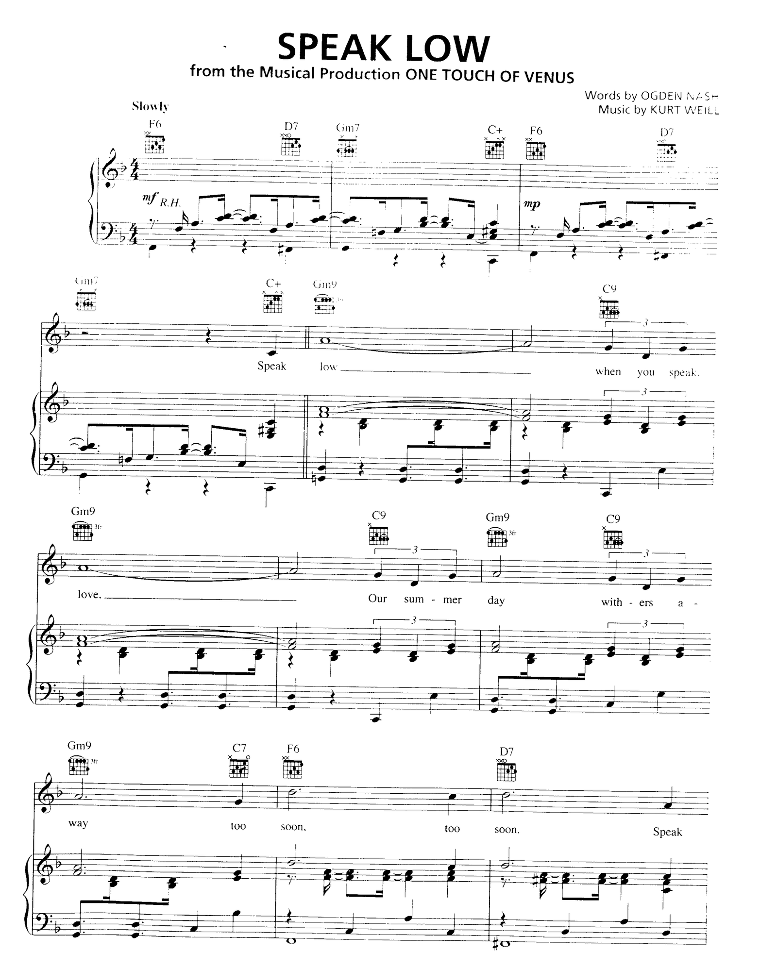 Speak Low sheet music