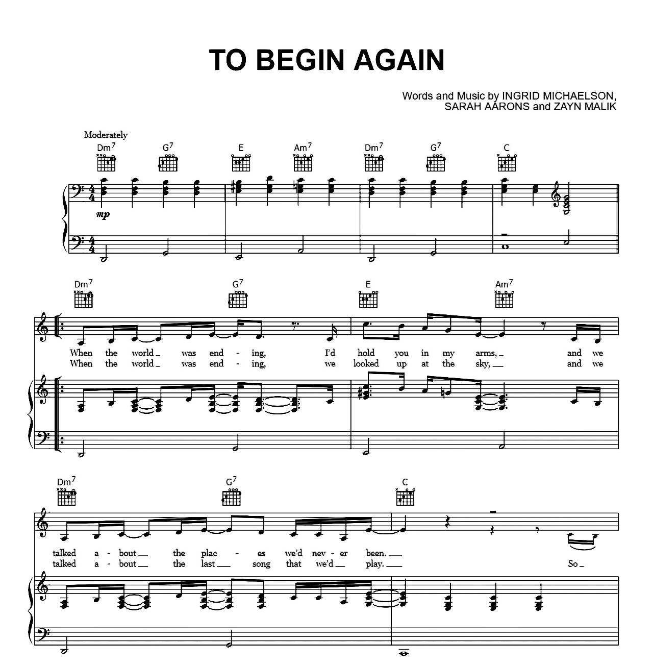To Begin Again sheet music