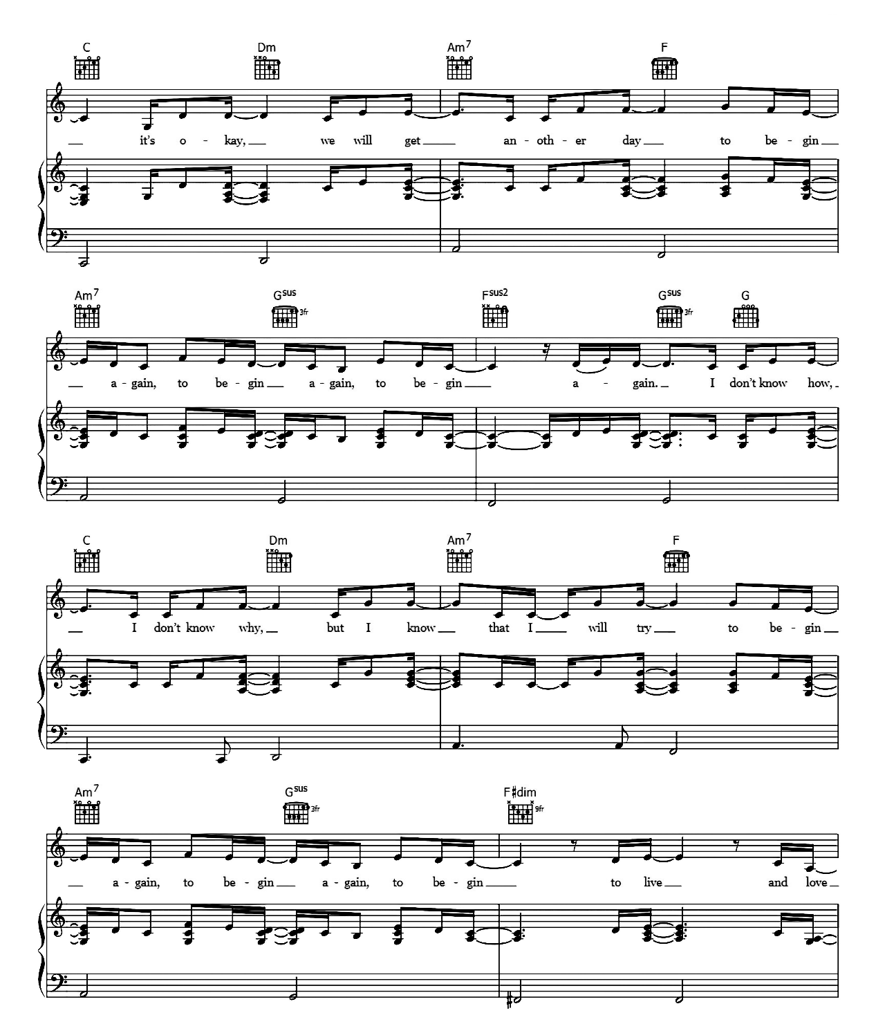 To Begin Again sheet music 3
