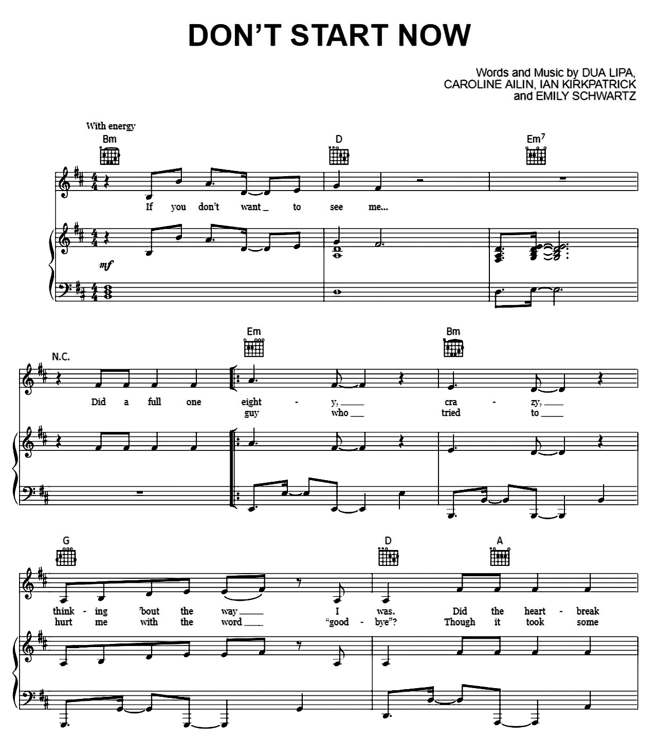 Don't Start Now sheet music