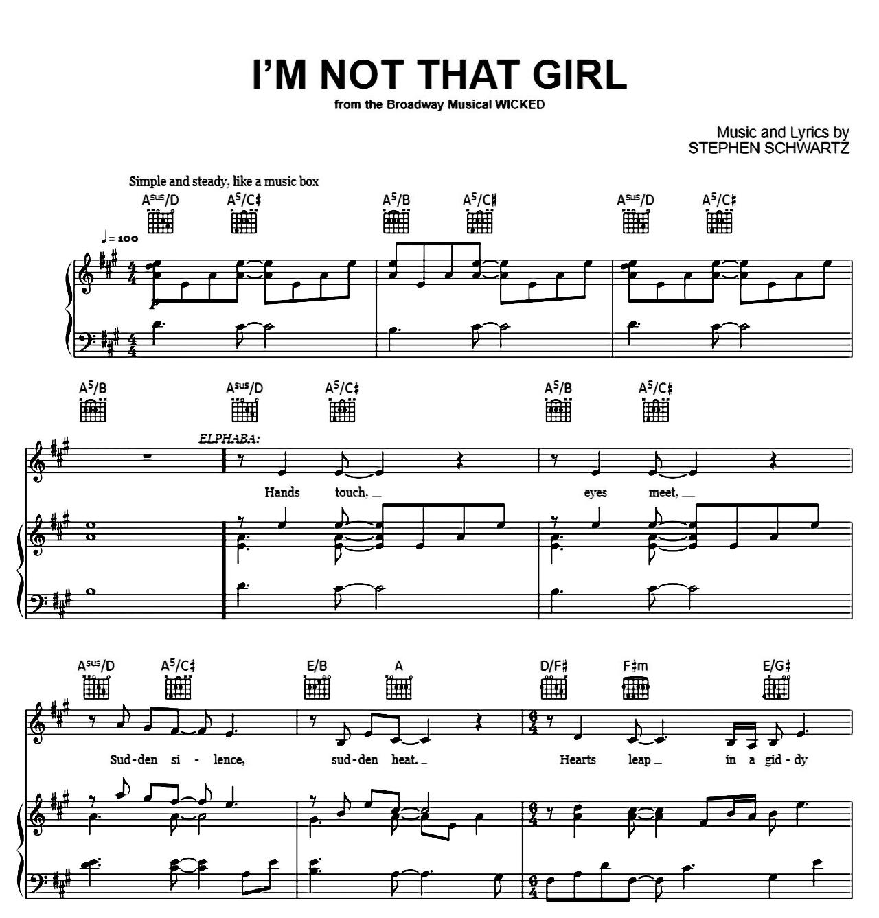 I'm Not That Girl (from Wicked) sheet music