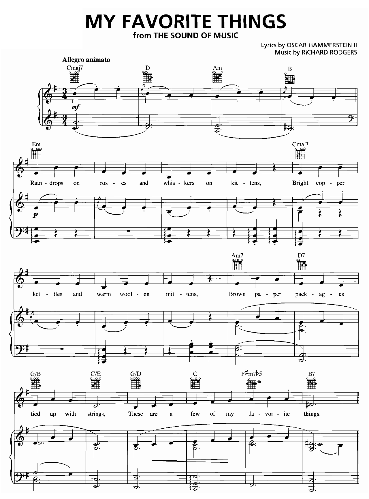 My Favorite Things (from The Sound Of Music) sheet music