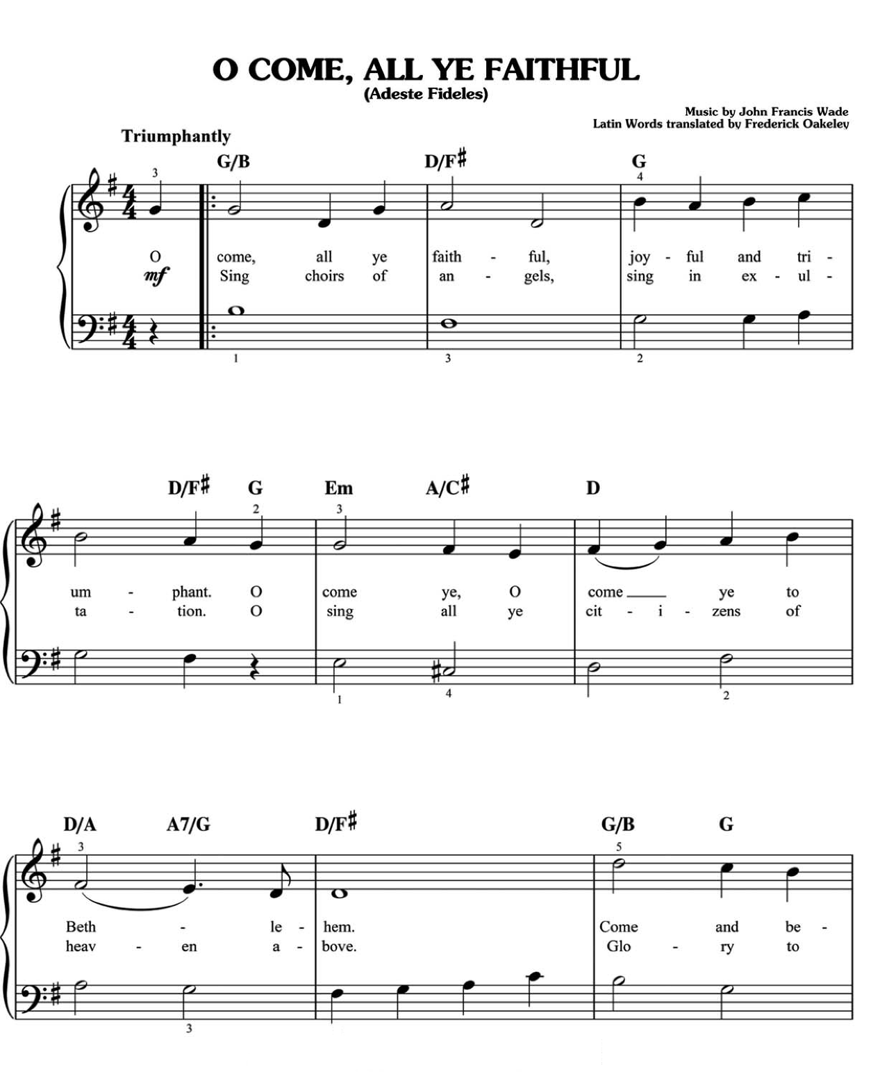 O Come All Ye Faithful sheet music