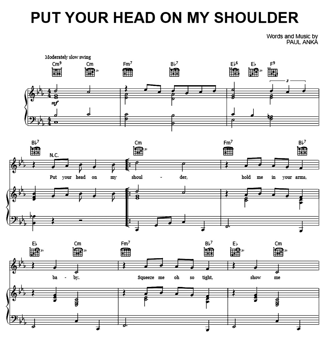 Put Your Head On My Shoulder sheet music