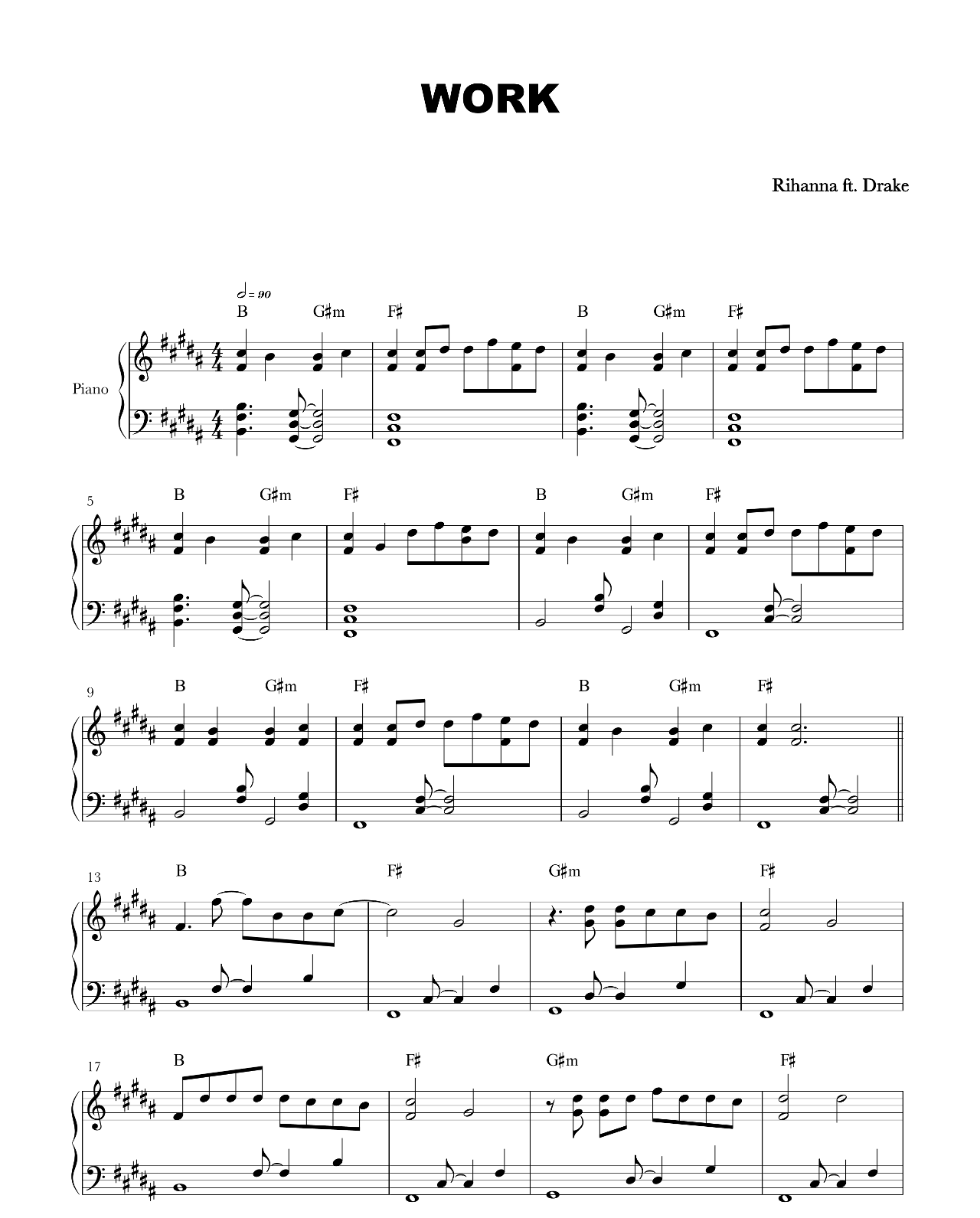 Work sheet music