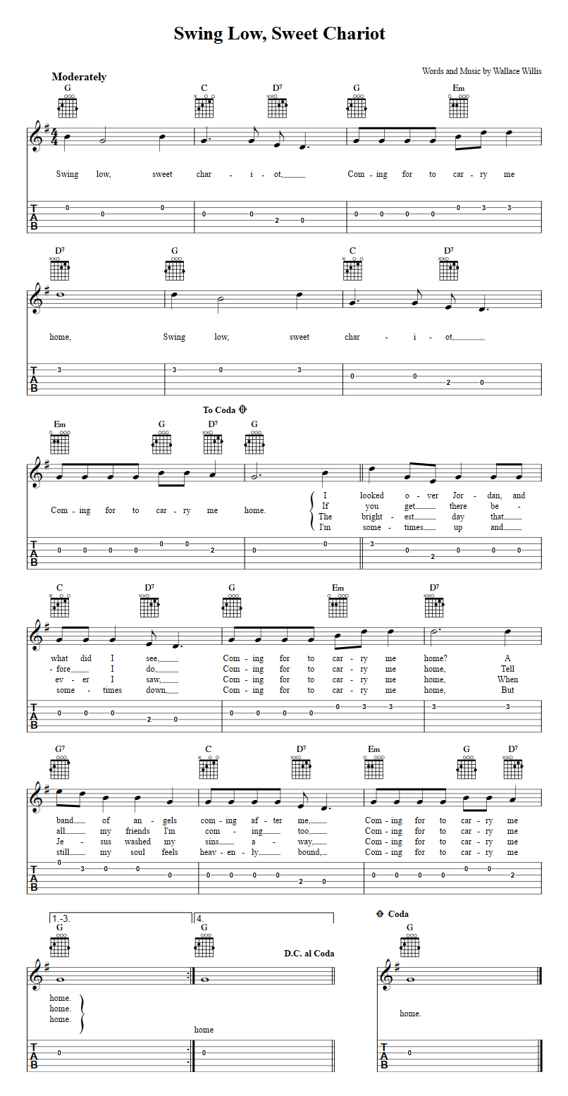 Swing Low, Sweet Chariot sheet music