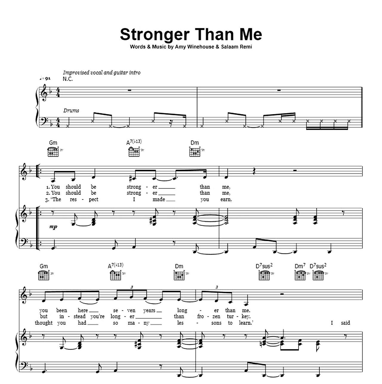 Stronger Than Me sheet music