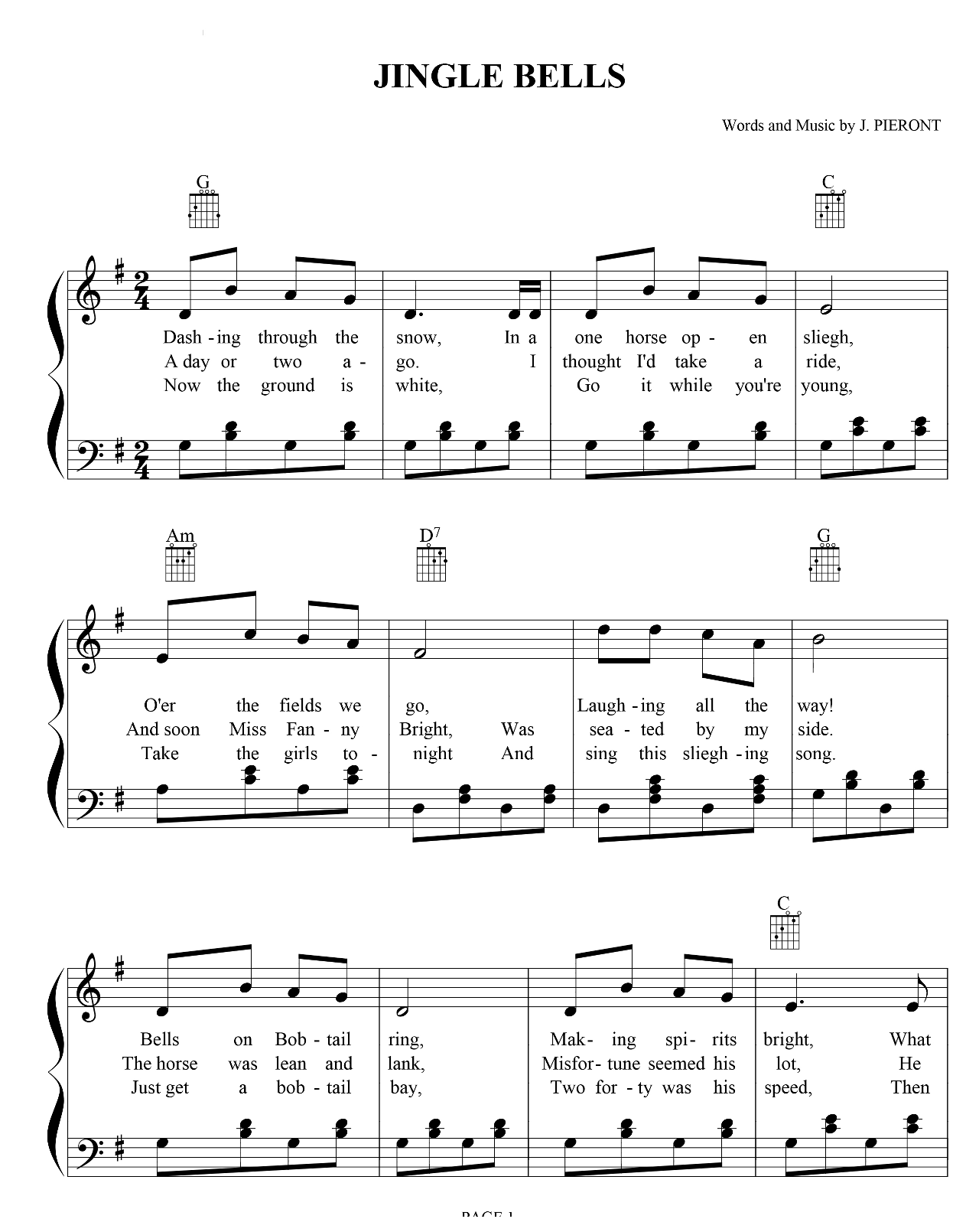 Jingle Bells sheet music