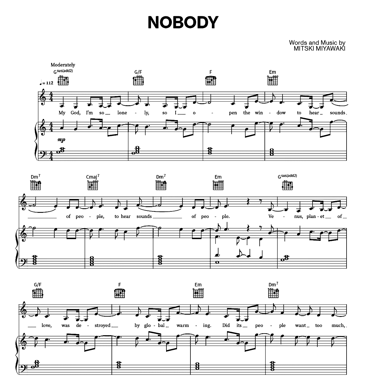Nobody sheet music