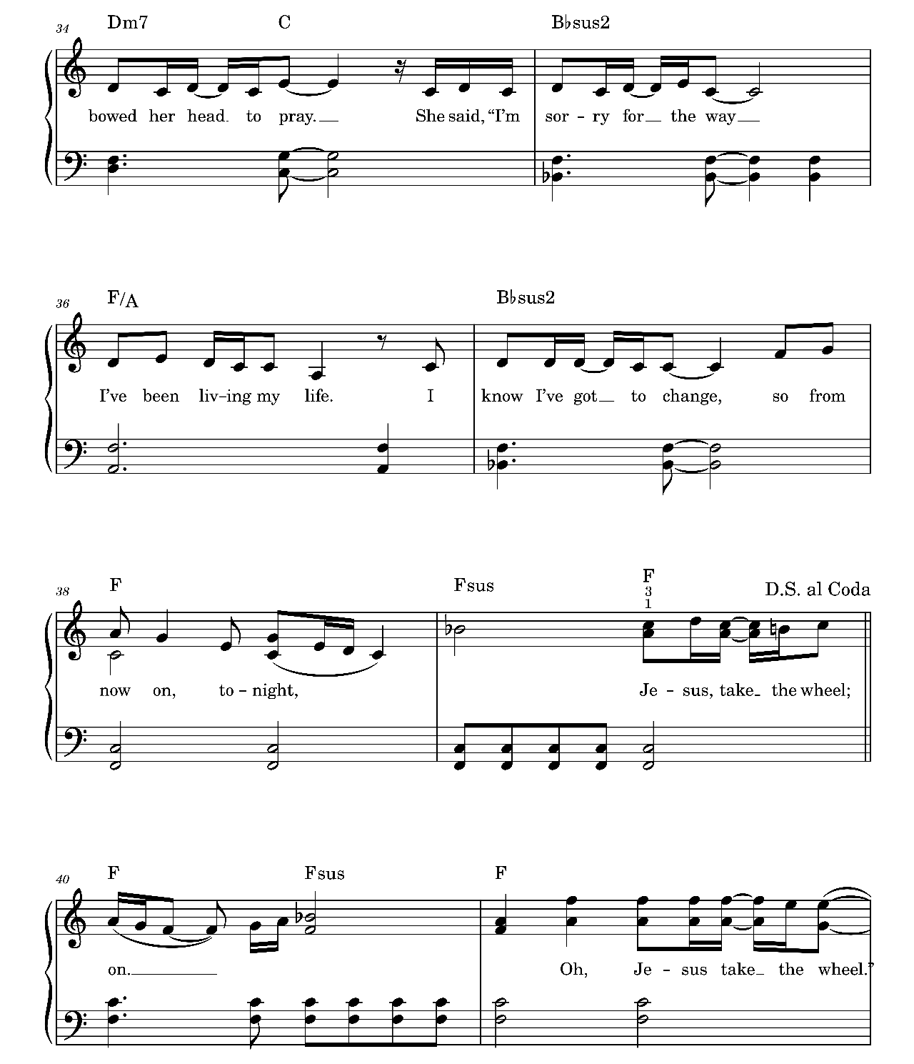 Jesus Take The Wheel sheet music 5