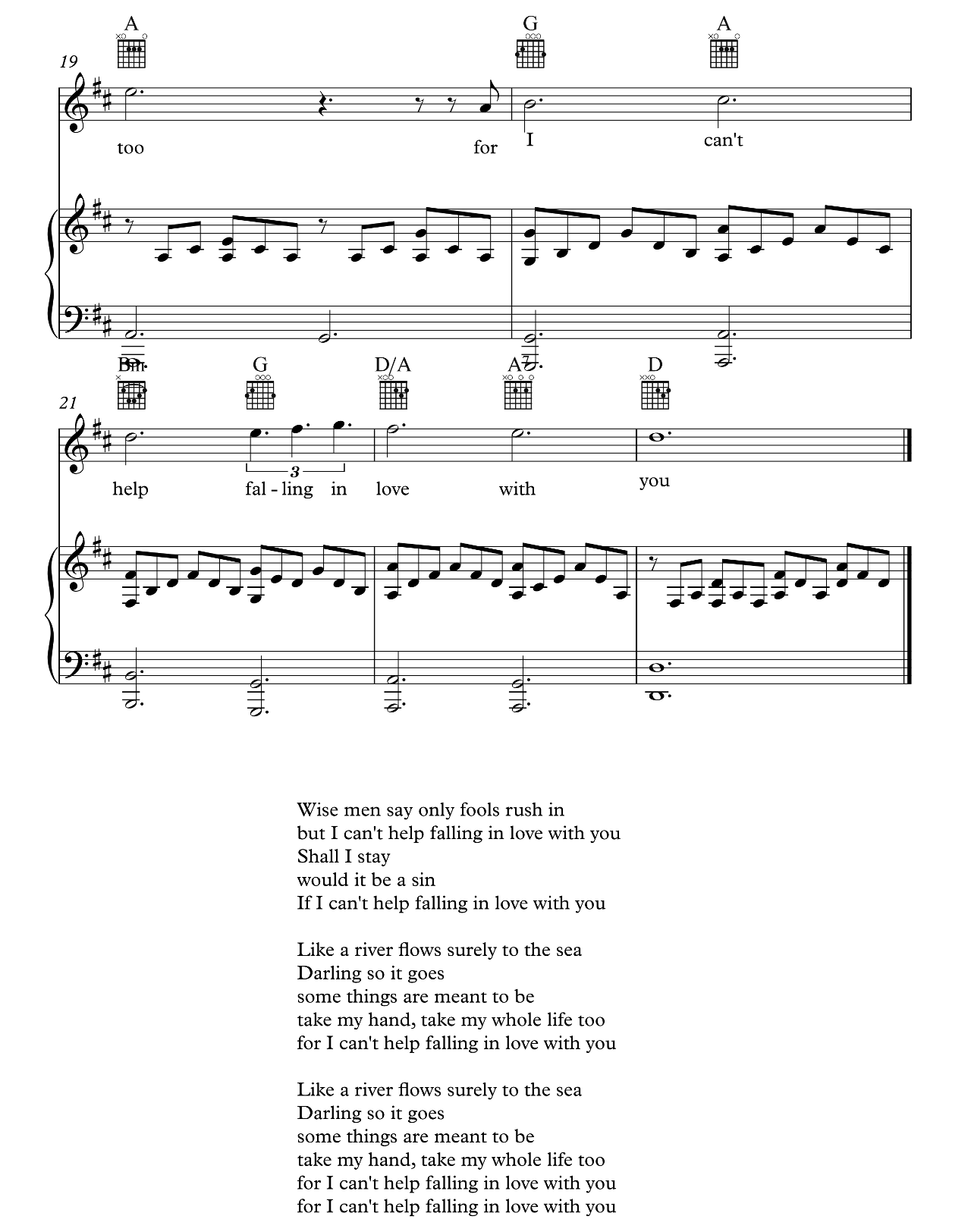 Can't Help Falling In Love sheet music 3