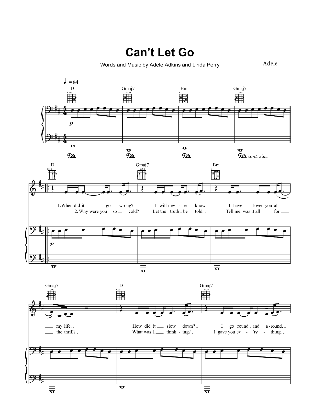 Can't Let Go sheet music