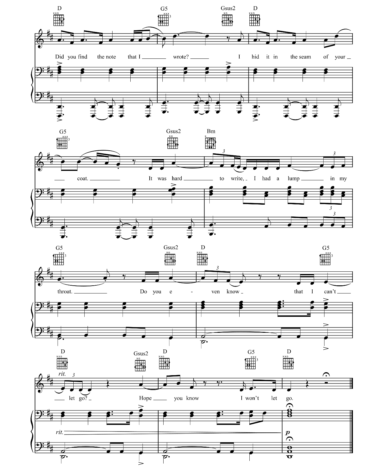 Can't Let Go sheet music 5