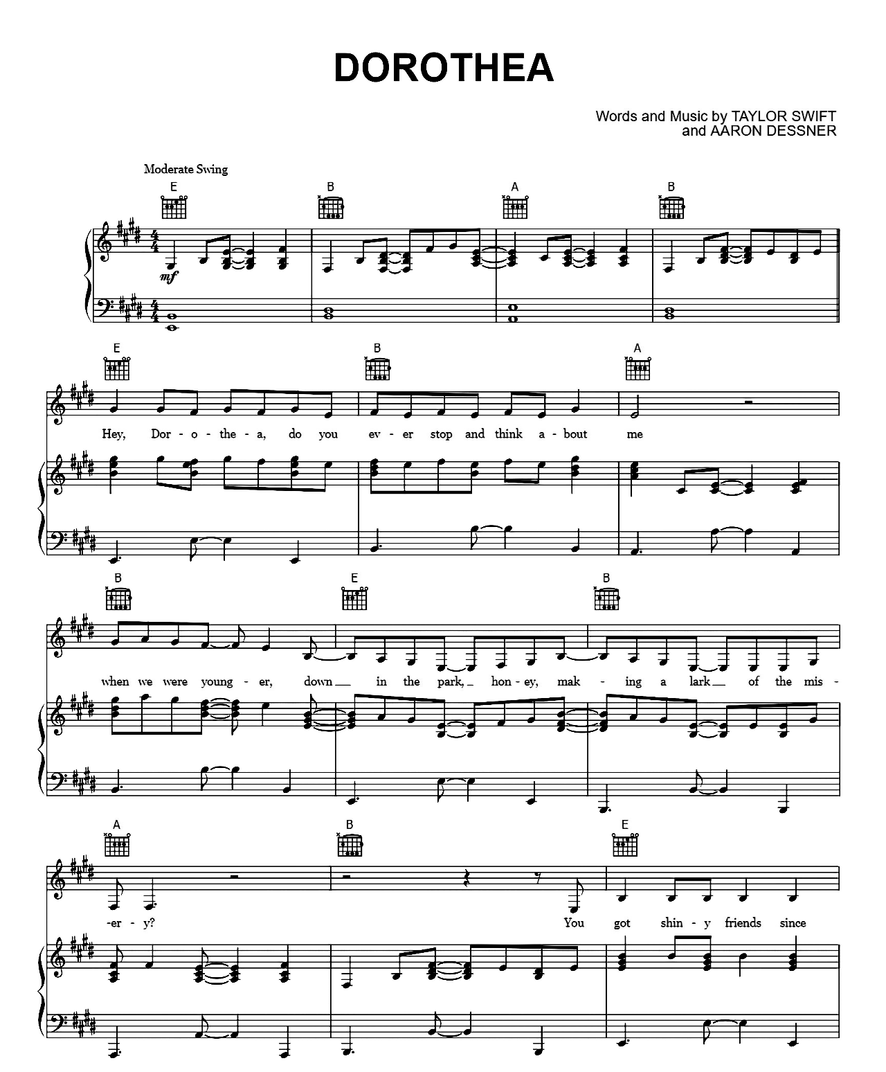 Dorothea sheet music