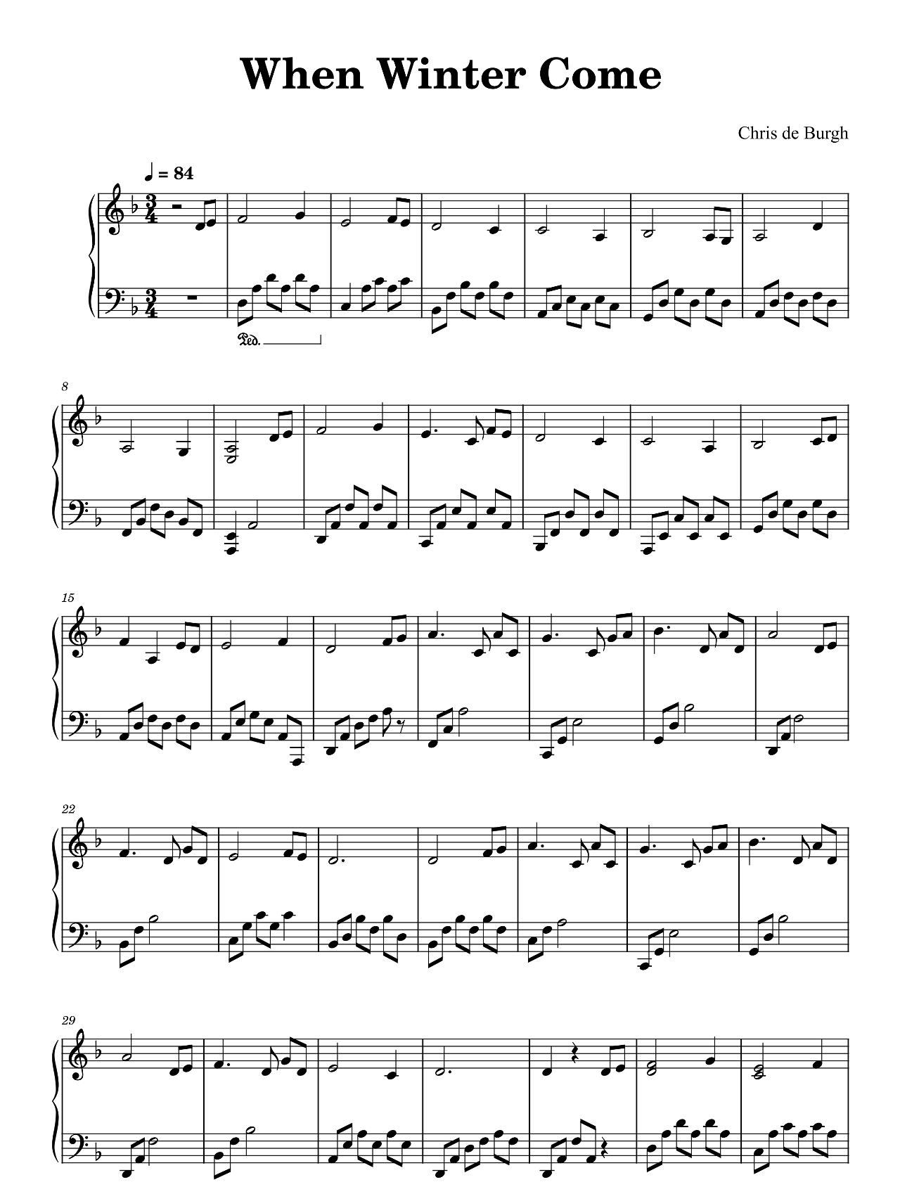 When Winter Comes sheet music