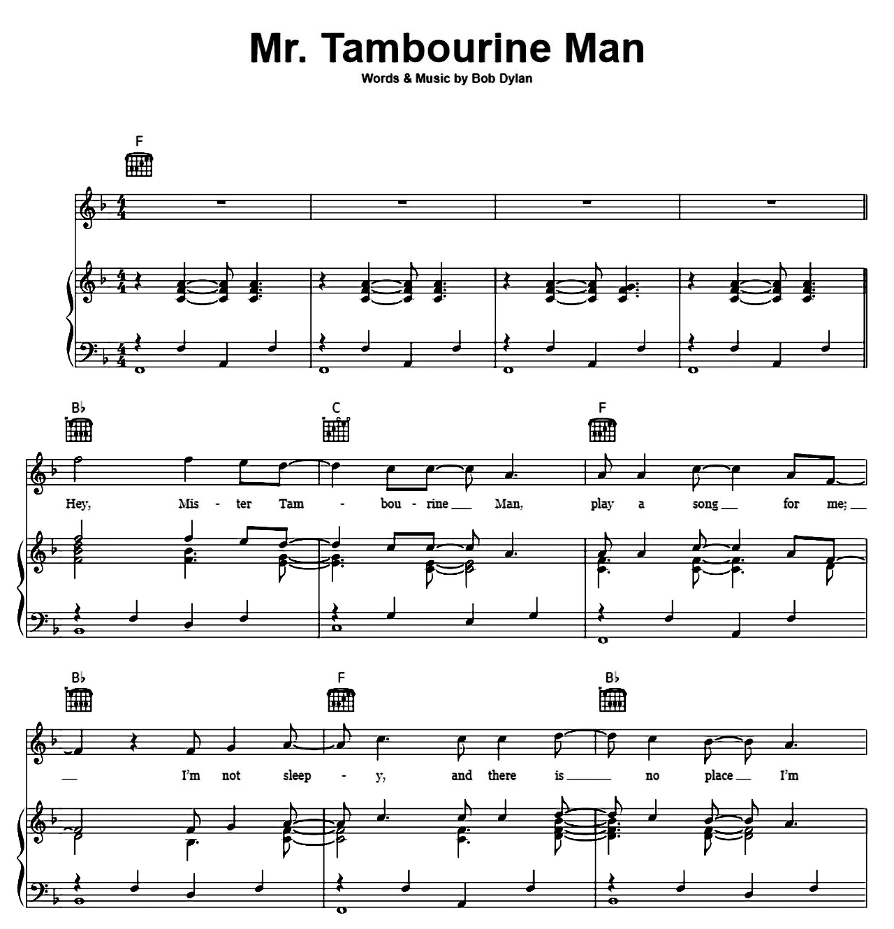 Mr. Tambourine Man sheet music