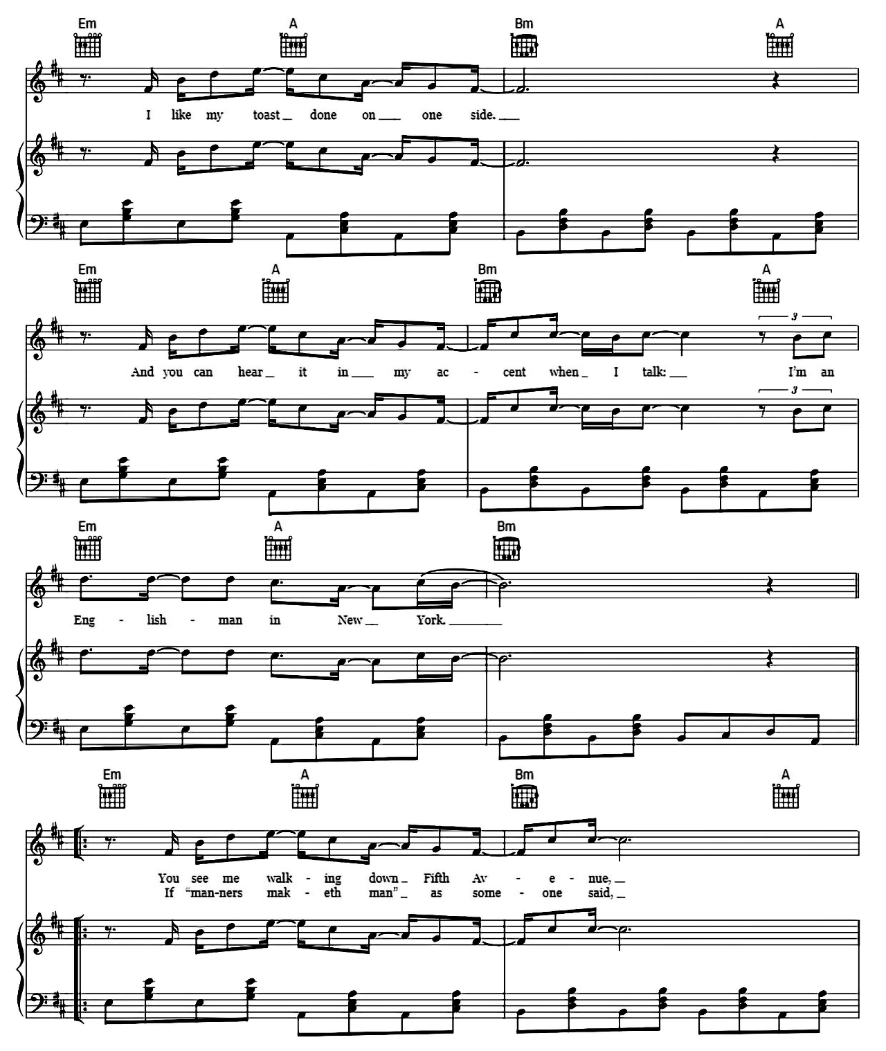 An Englishman In New York sheet music 2